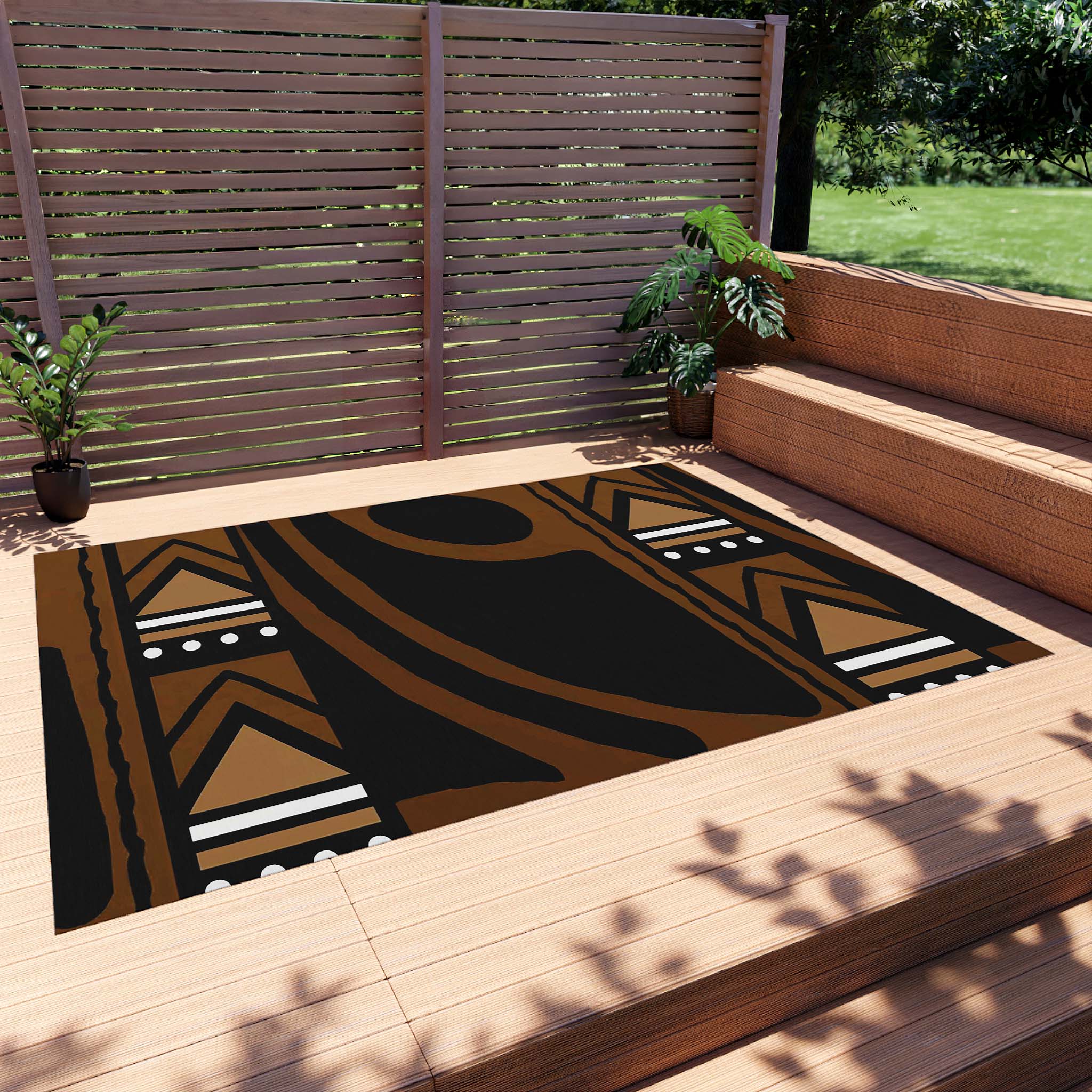 Outdoor Afrocentric Rug African Mudcloth Print Carpet