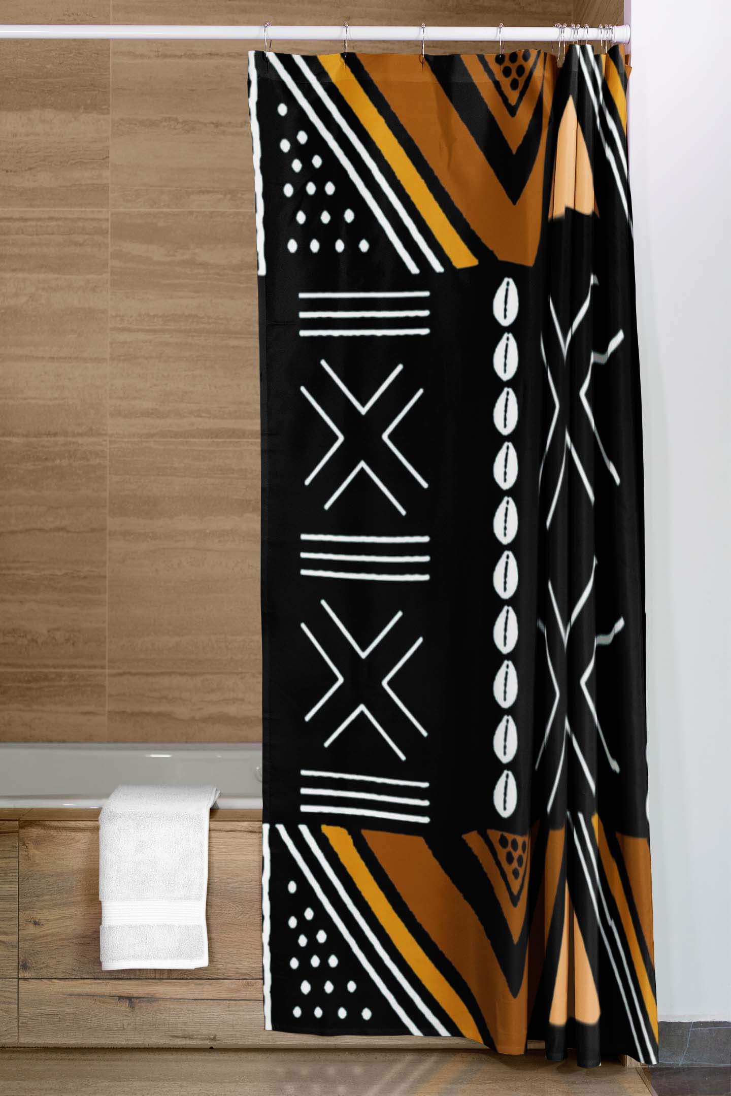 African Shower Curtain Mudcloth Print- Bynelo