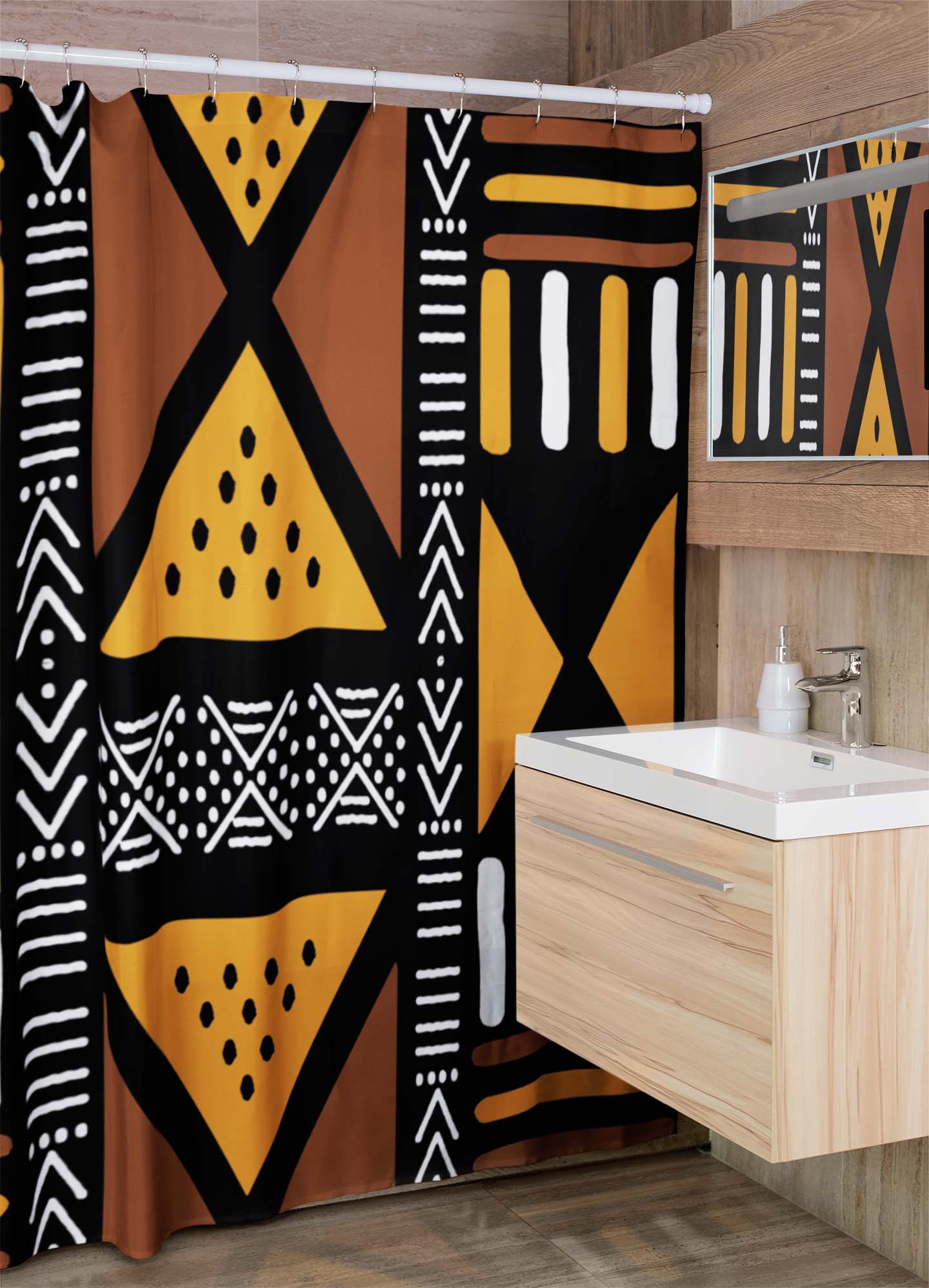 Bathroom African Shower Curtain Tribal Print - Bynelo