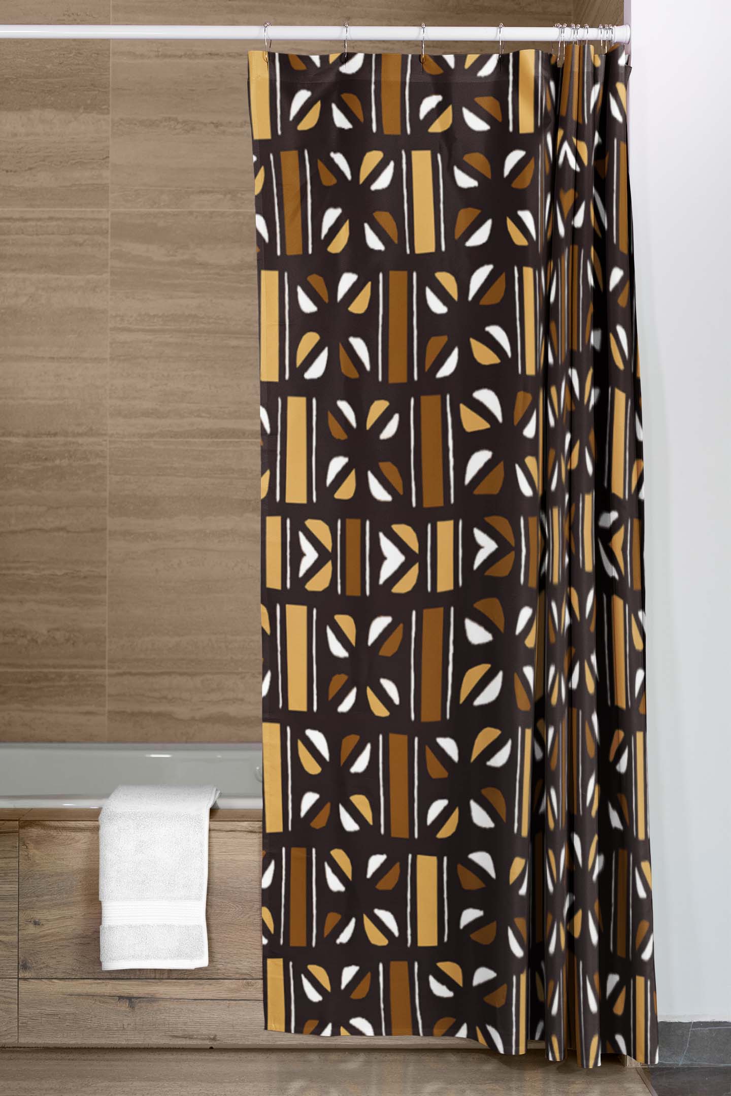 Authentic African Shower Curtain Multi Colour Mud cloth