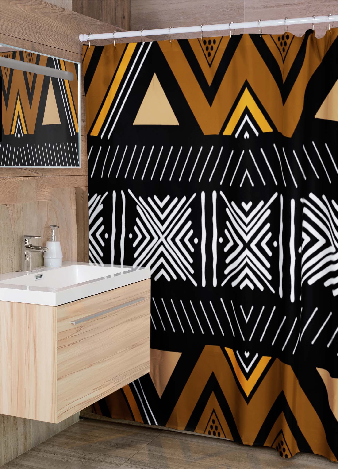 Tribal African Shower Curtains Zigzag - Bynelo