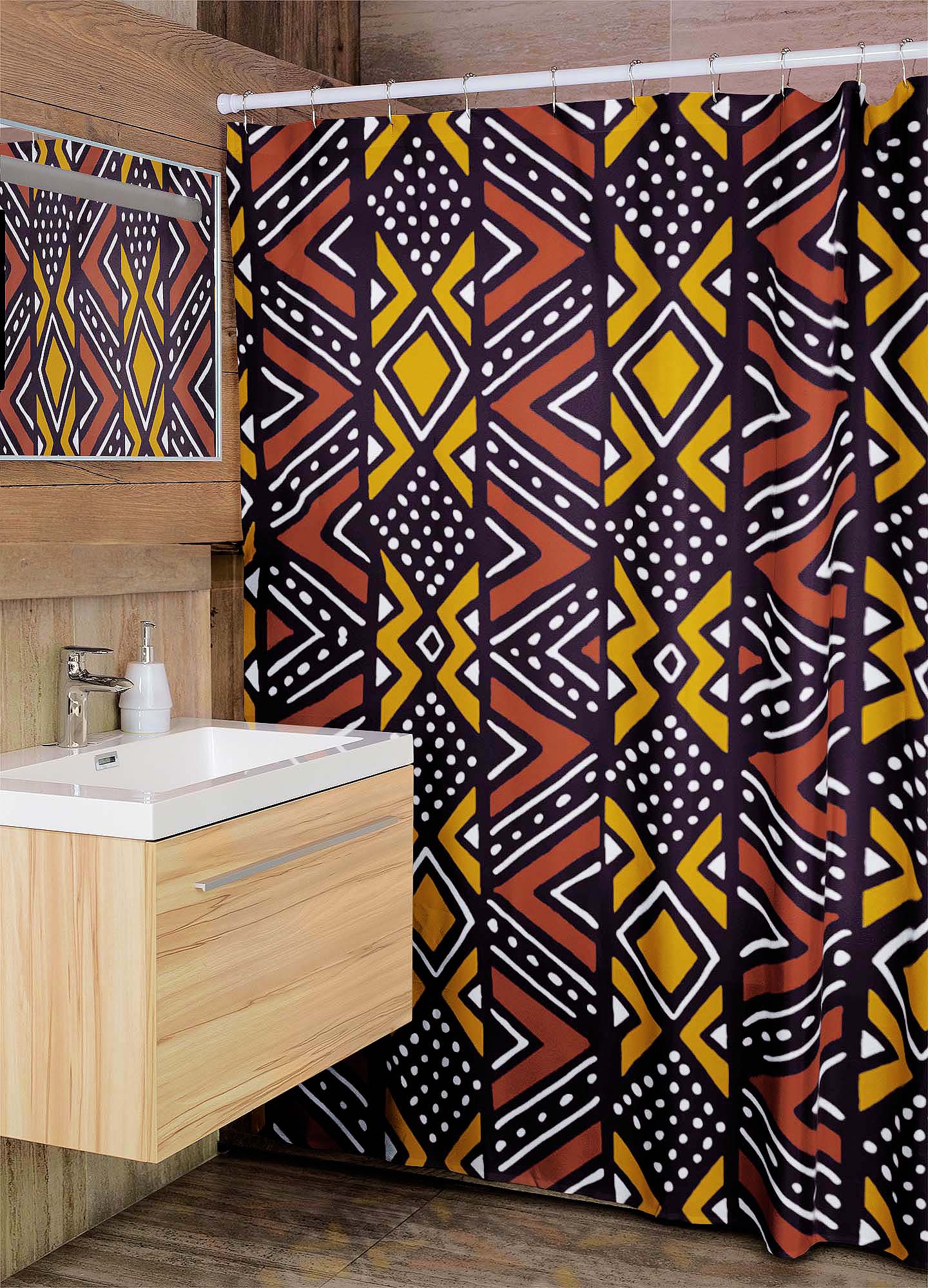 African Mudcloth Shower Curtain | Cultural Elegance