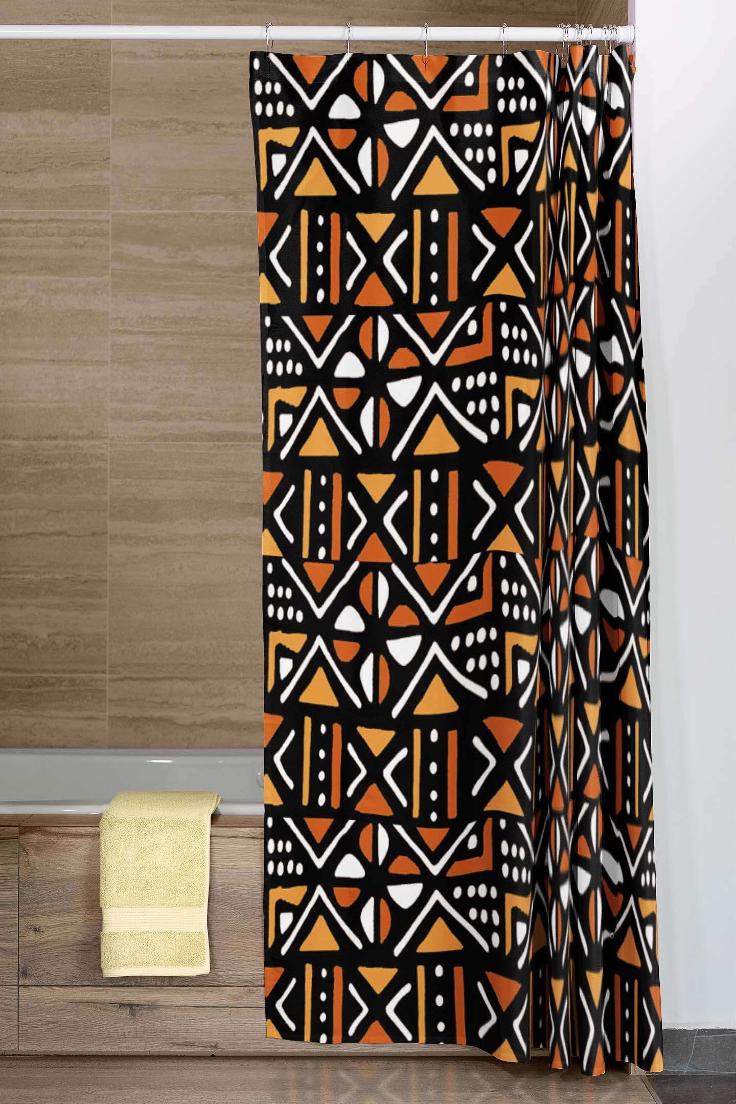 Colourful African Bathroom Shower Curtain Mud Cloth Print
