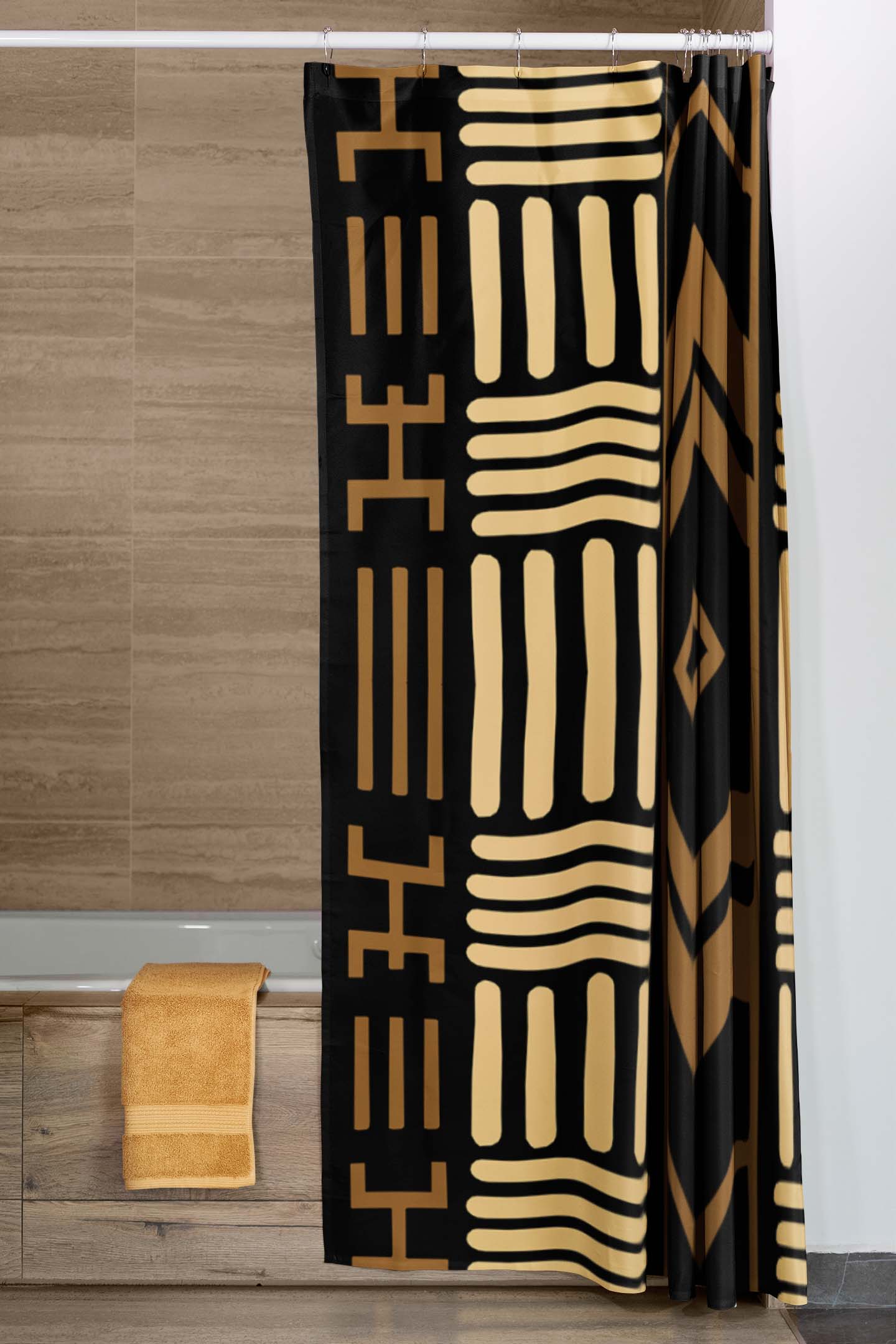 African Bathroom Décor Shower Curtain Ethnic Print - Bynelo