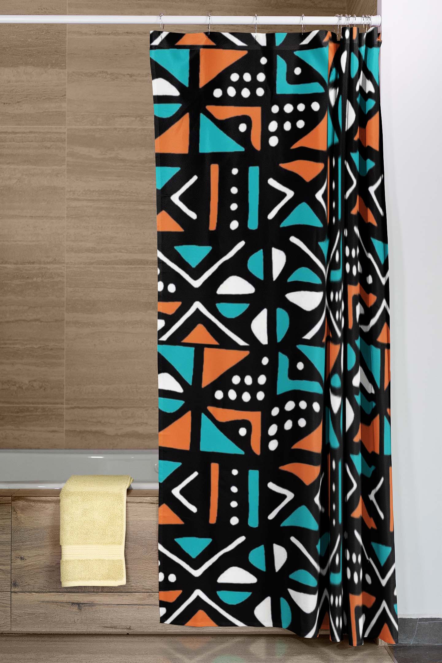 Colourful African Shower Curtain Mud Cloth Print - Bynelo