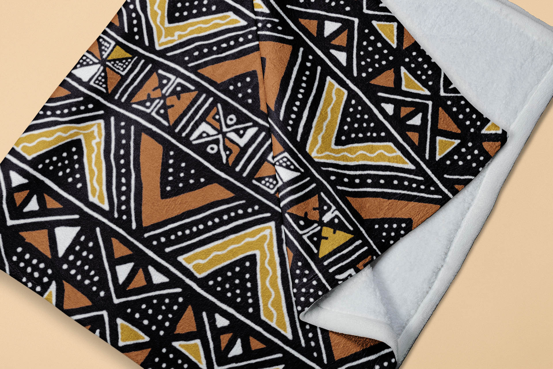 Cotton African Throw Fleece Blanket Mudcloth Print-Bynelo