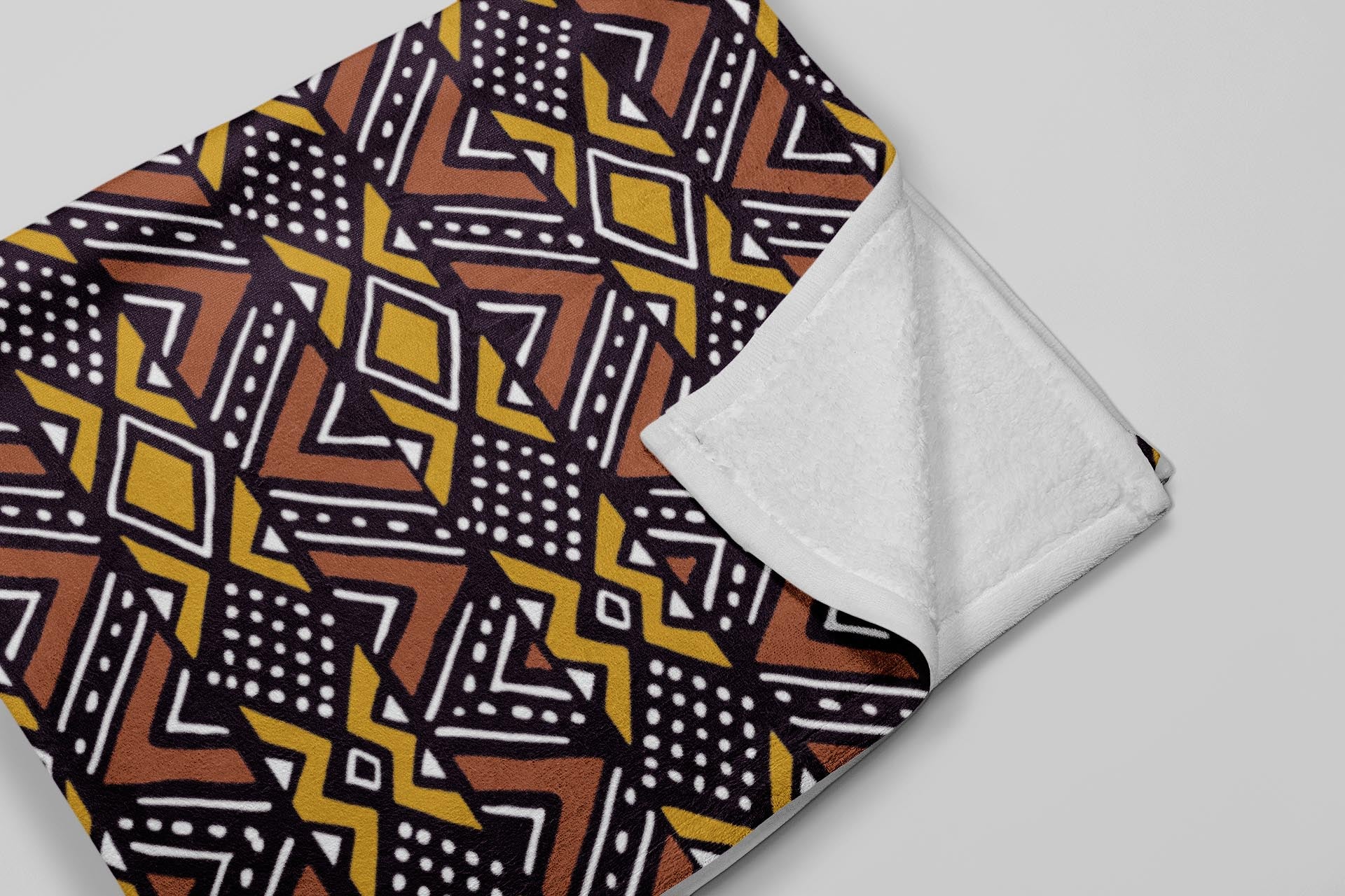 African Blanket Throw Fleece Mudcloth Print - Bynelo