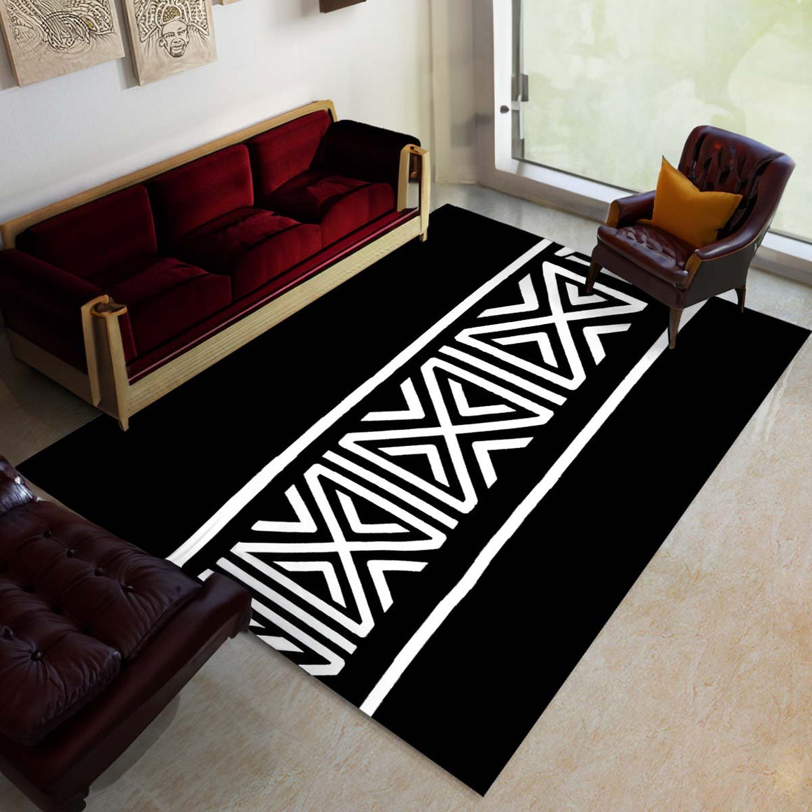 Affrikan Rug Home / African Area Rug Black & White Tribal Carpet