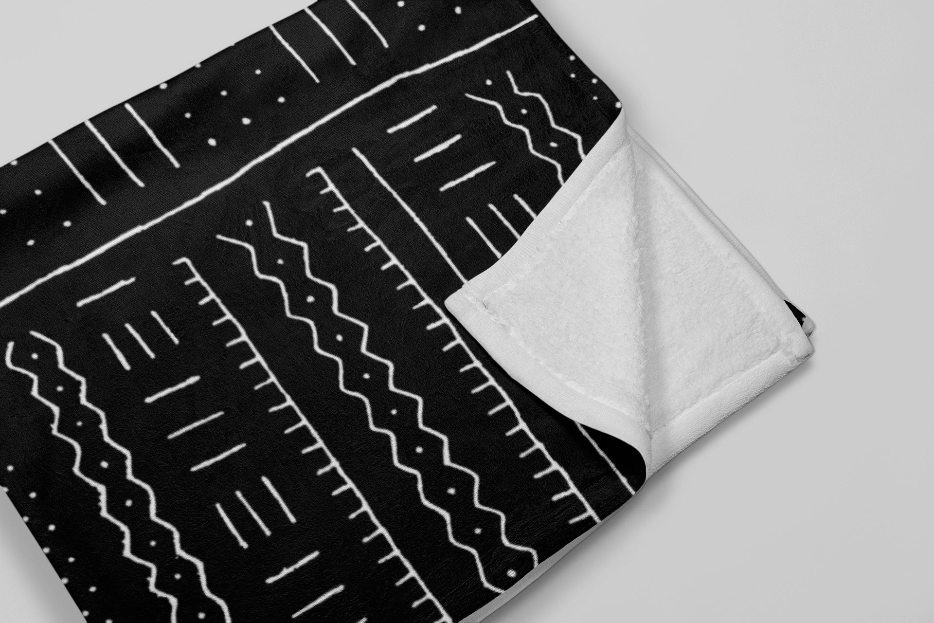 Afrocentric Black and White Throw Blanket Fleece Ethnic