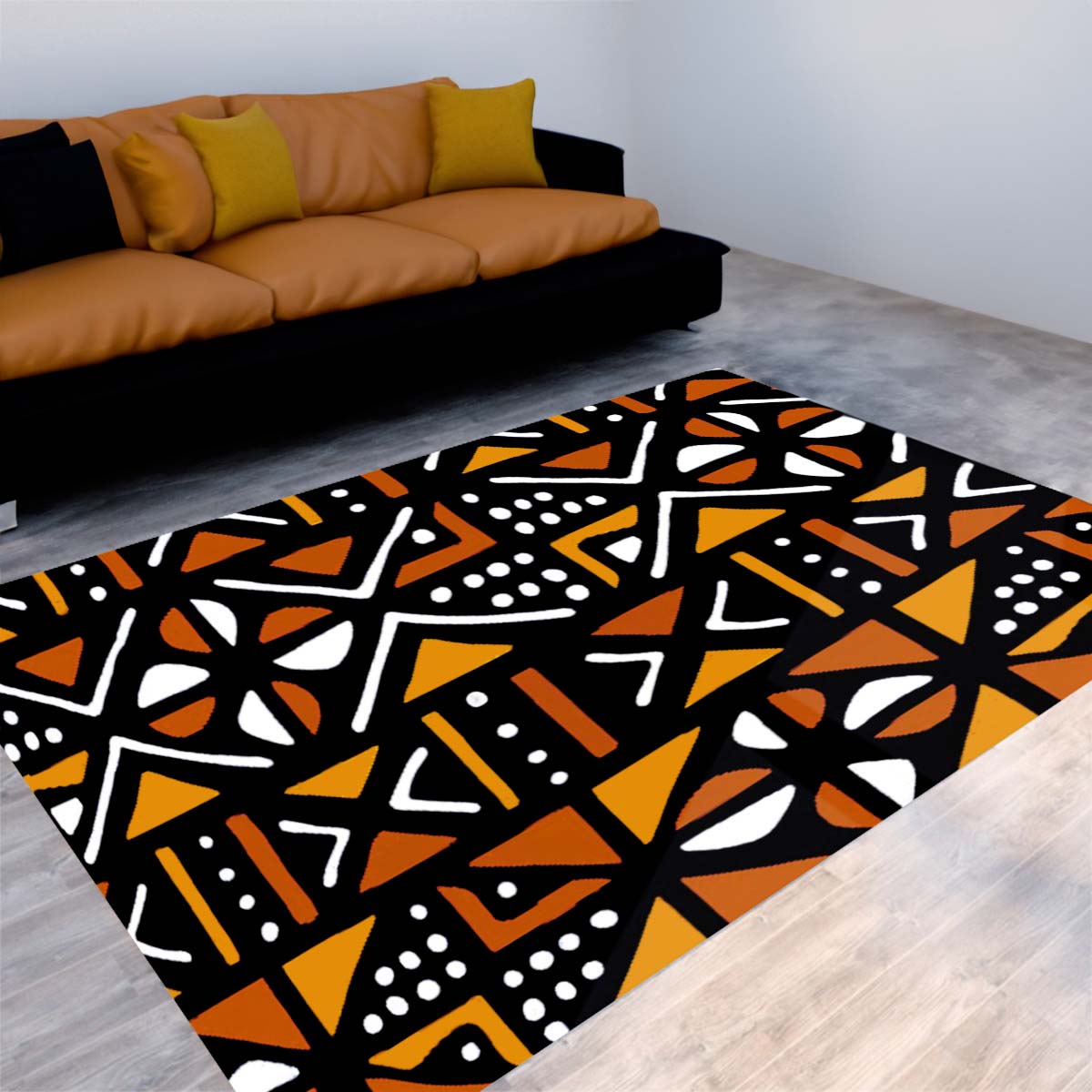 Mudcloth Print African Carpet Rug: Tribal Floor Sophistication