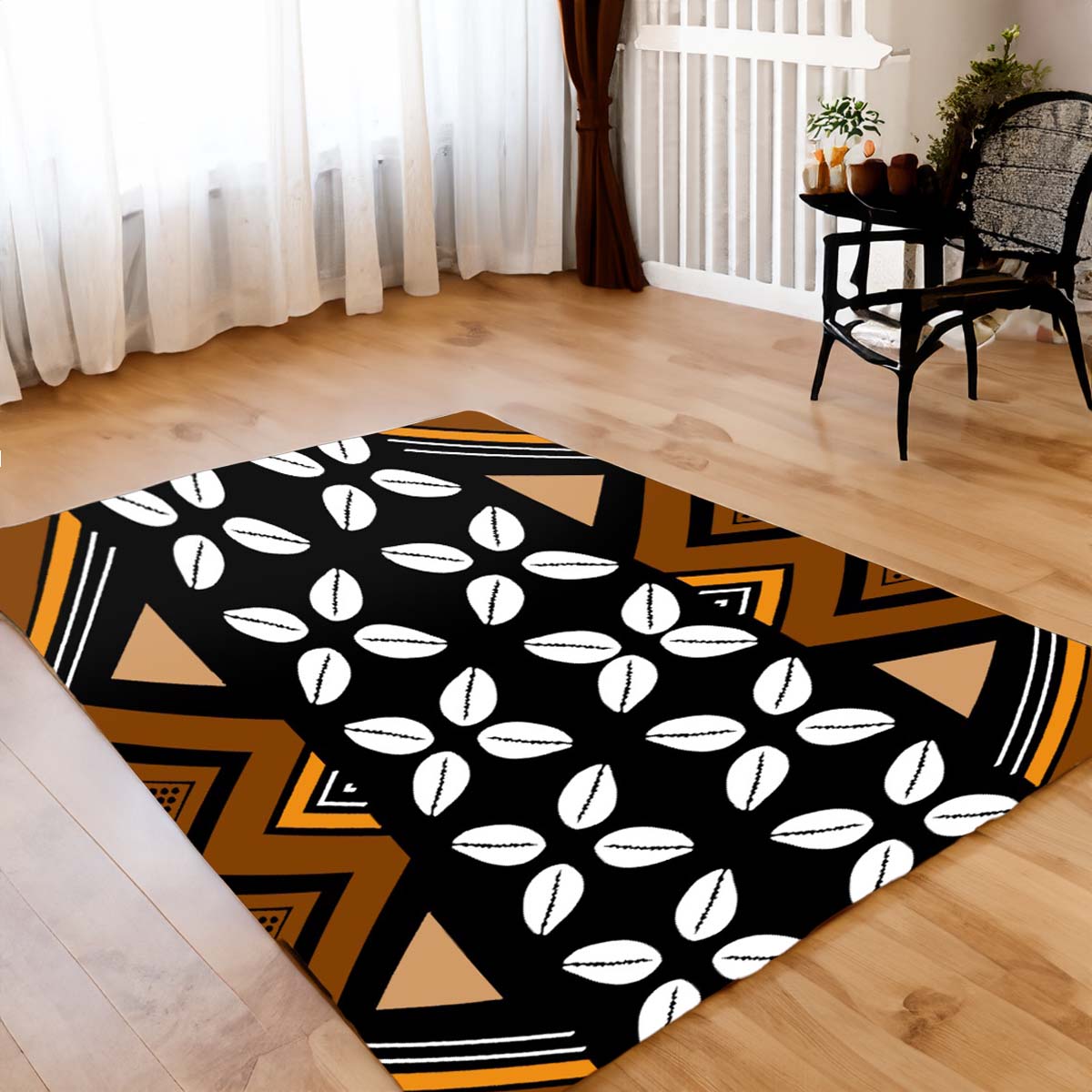 Afrocentric Rugs Tribal Area Carpet Cowrie Inspired - Bynelo