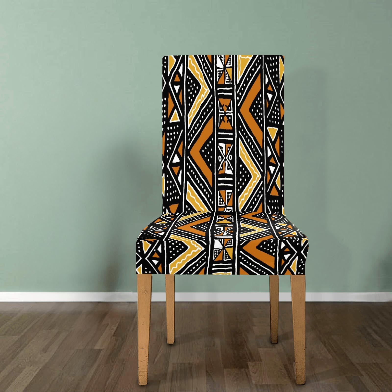 Removable African Print Dining Chair Covers In Mudcloth