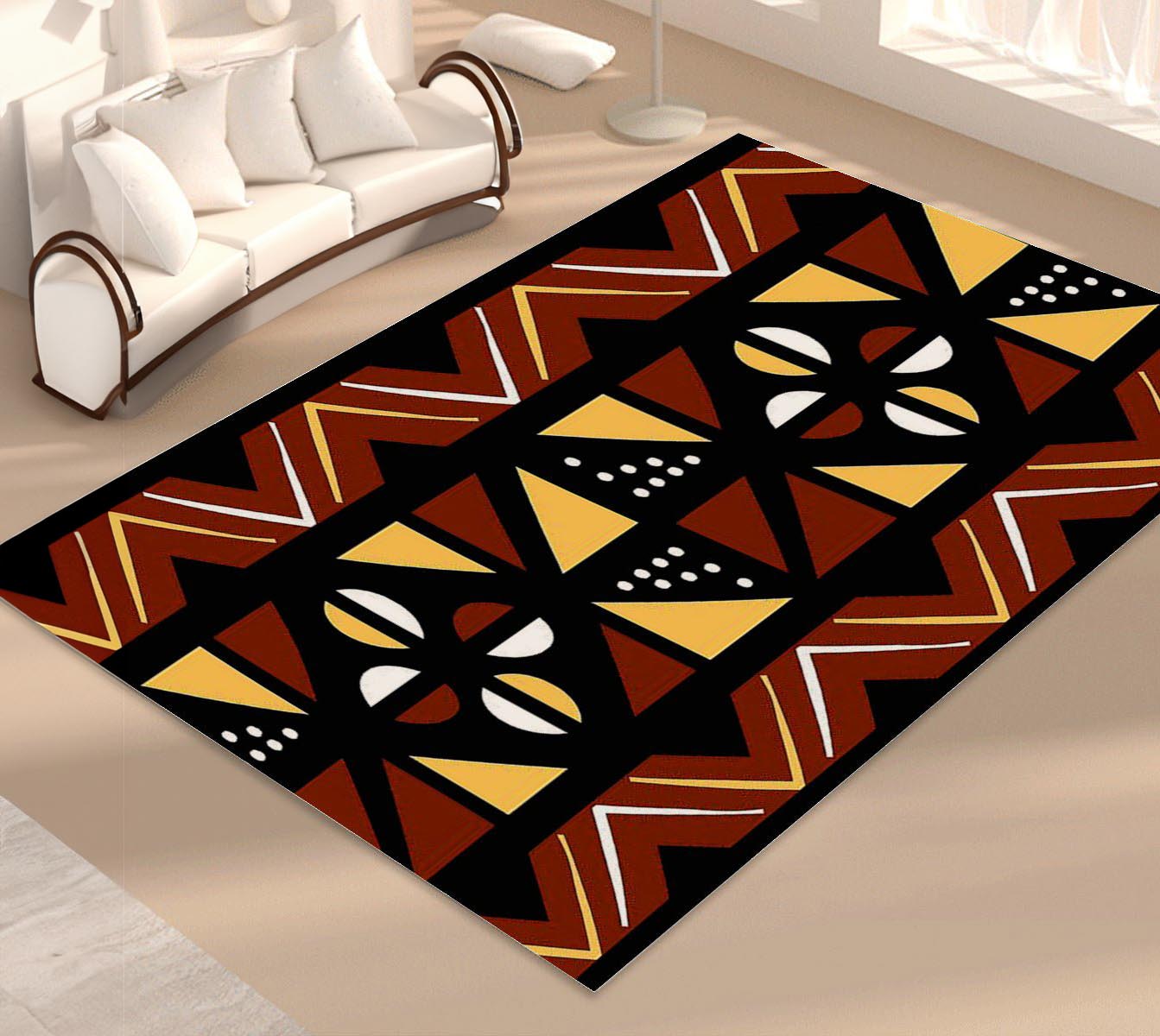 African Mud Cloth Rug - Ethnic Print Carpet Elegance
