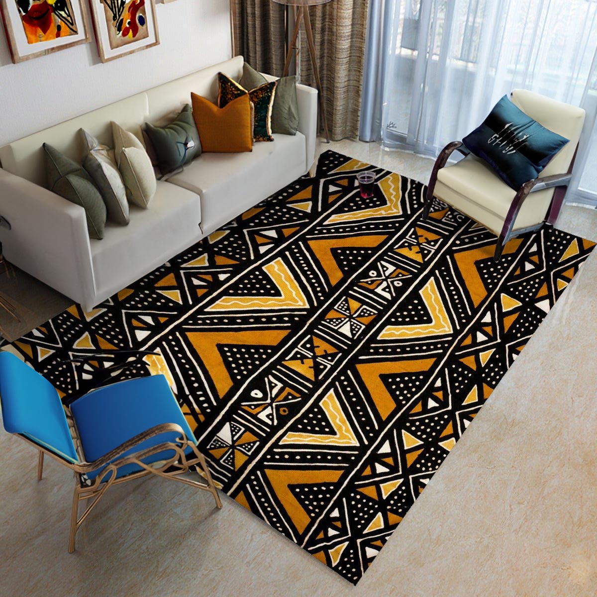 Mudcloth Tribal Rug - African Print Carpet Artistry