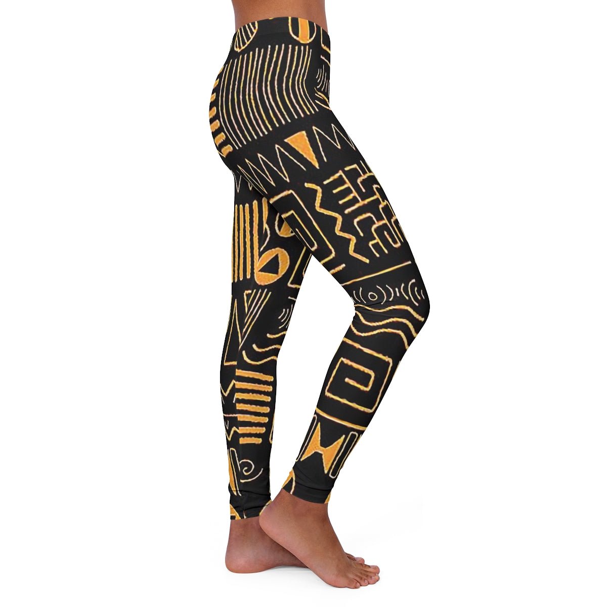 African Mudcloth Print Leggings Women- Bynelo
