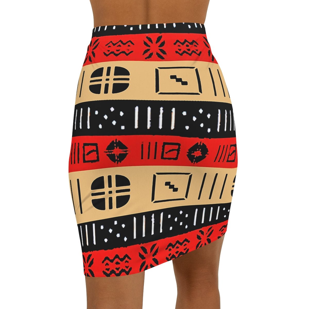 African Bogolan Print Mini Short Skirt- Bynelo