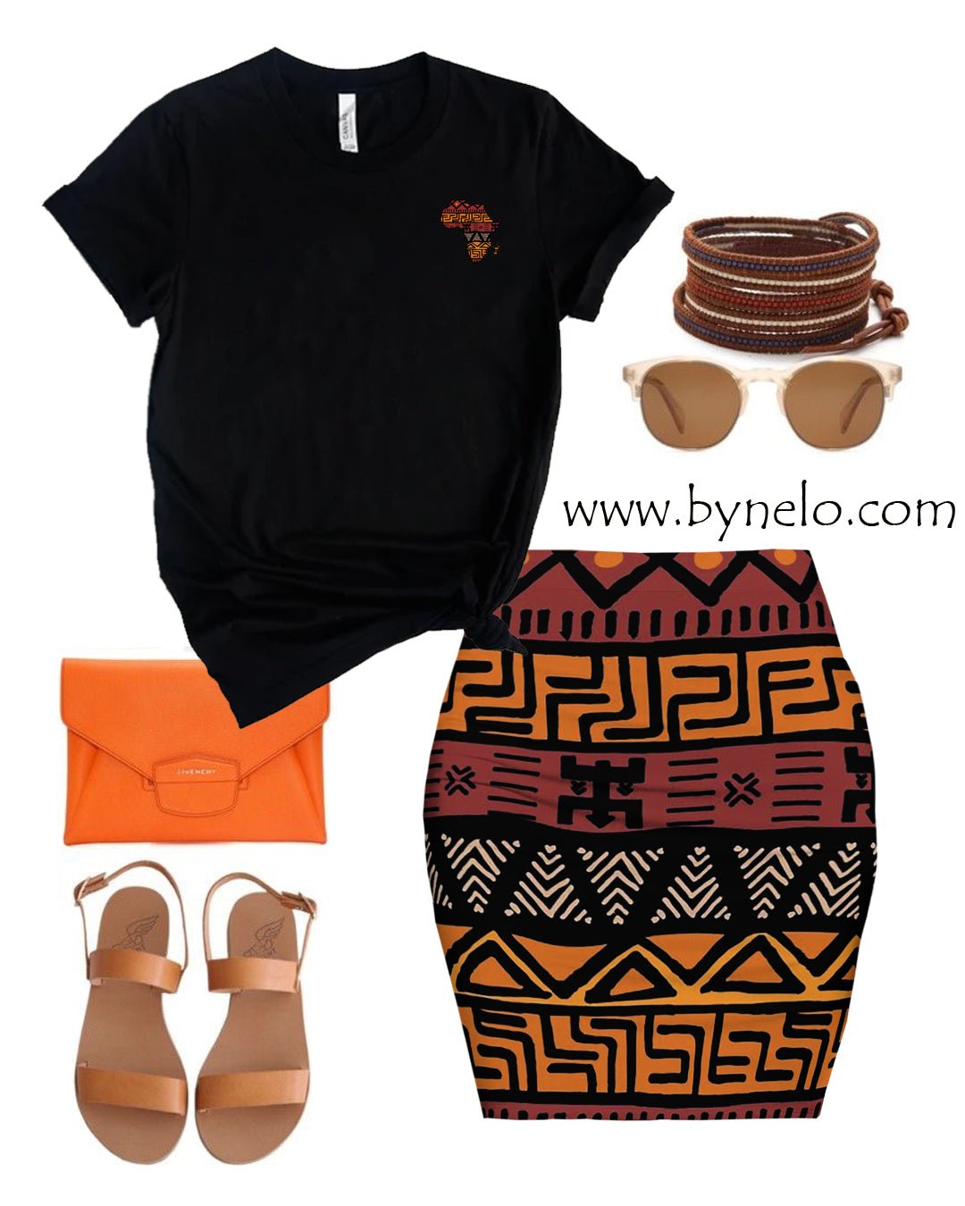 African Mudcloth Print Mini Skirt - Bynelo