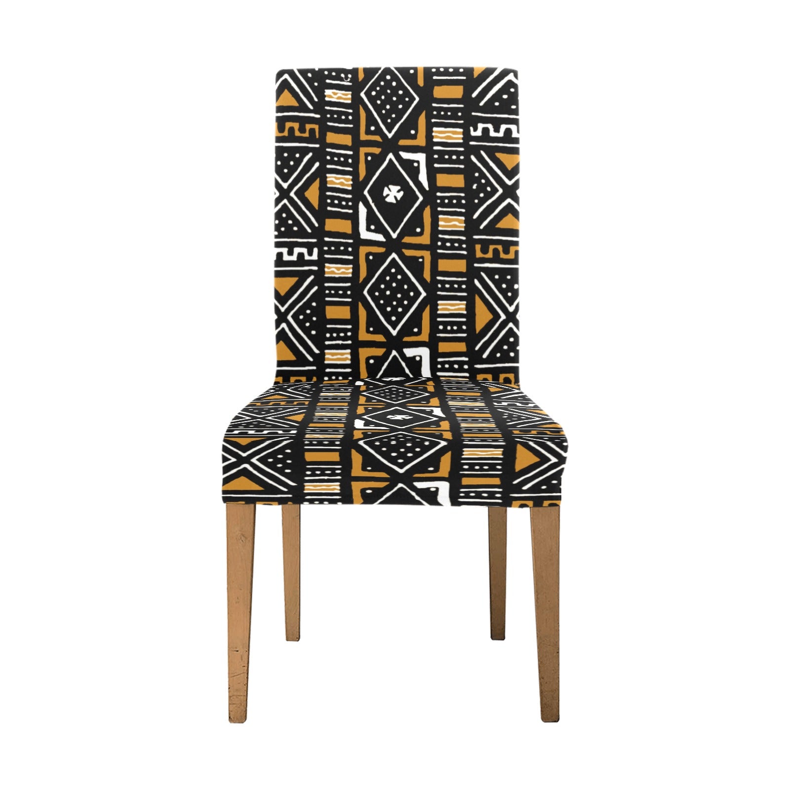 African Mudcloth Print Chair Covers: Stretchy and Removable