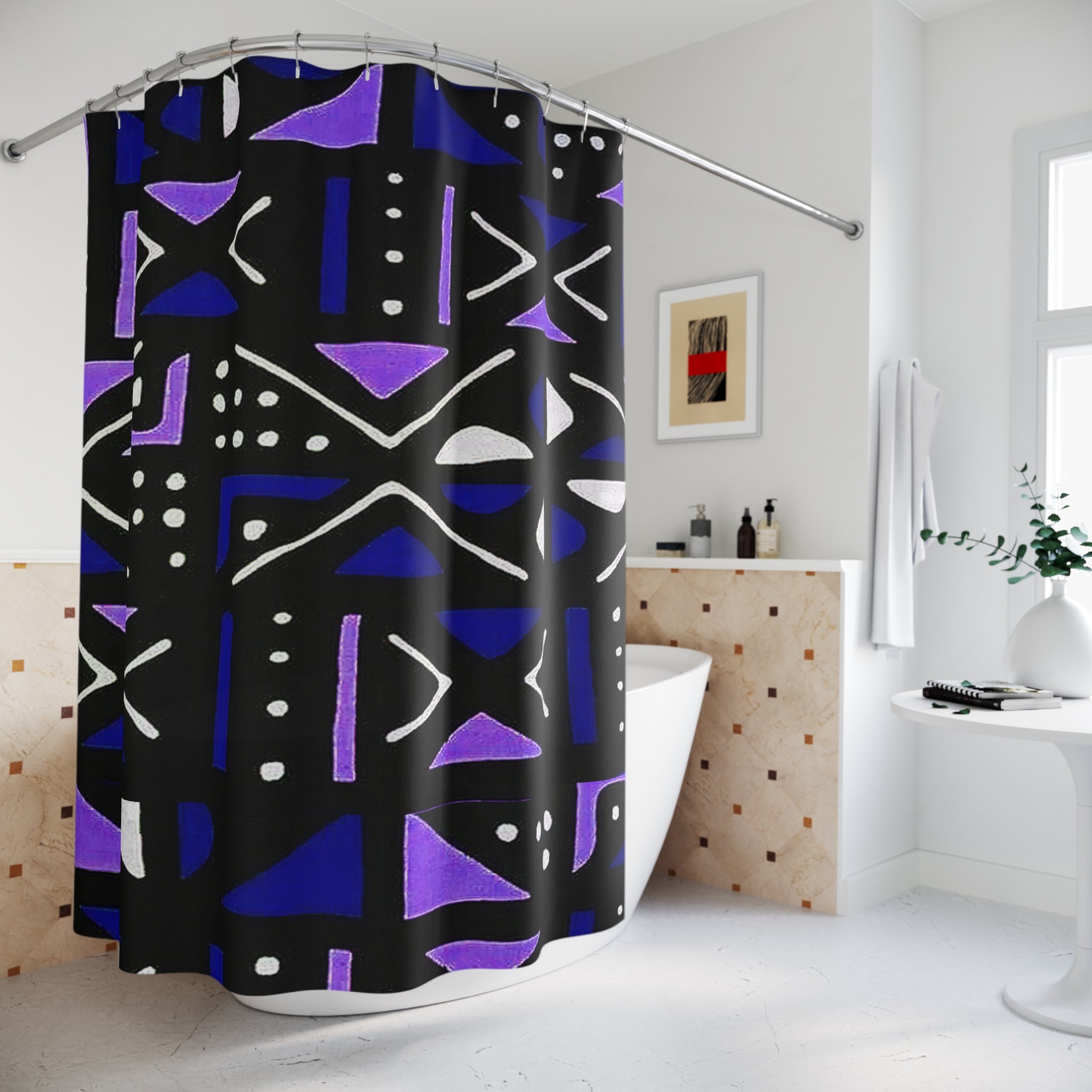 Authentic African Mudcloth Shower Curtain - Unique Design