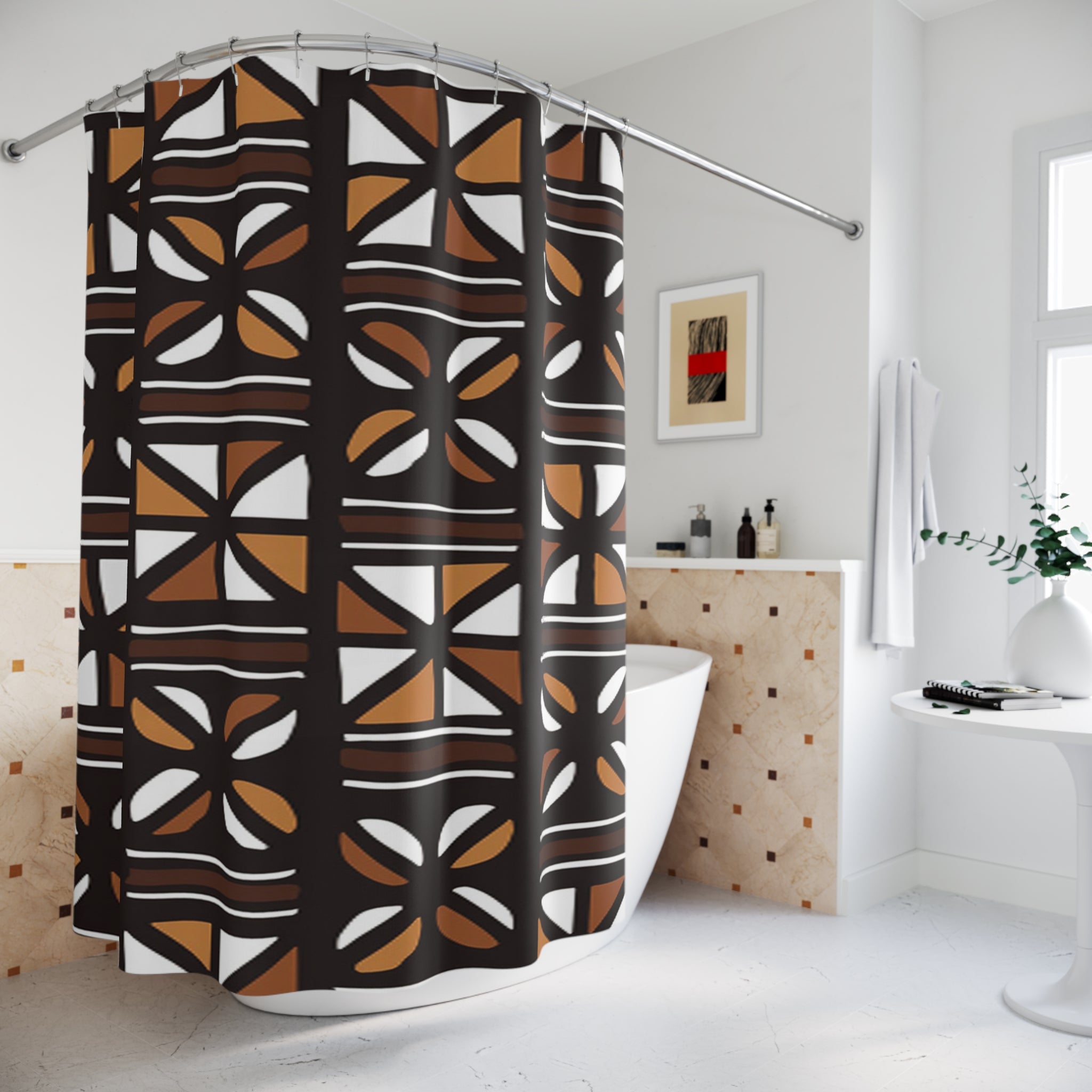 African Mudcloth Shower Curtain - Unique & Elegant Design