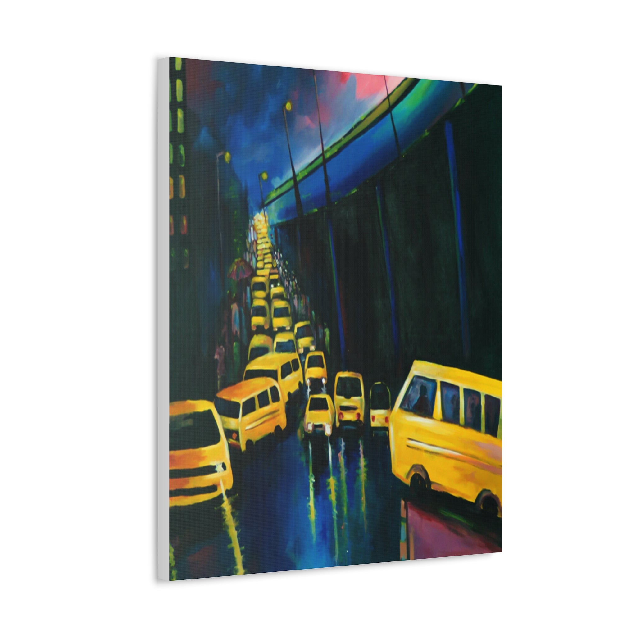 Yellow Buses in the City of Lagos Nigeria Wall Canvas - Bynelo