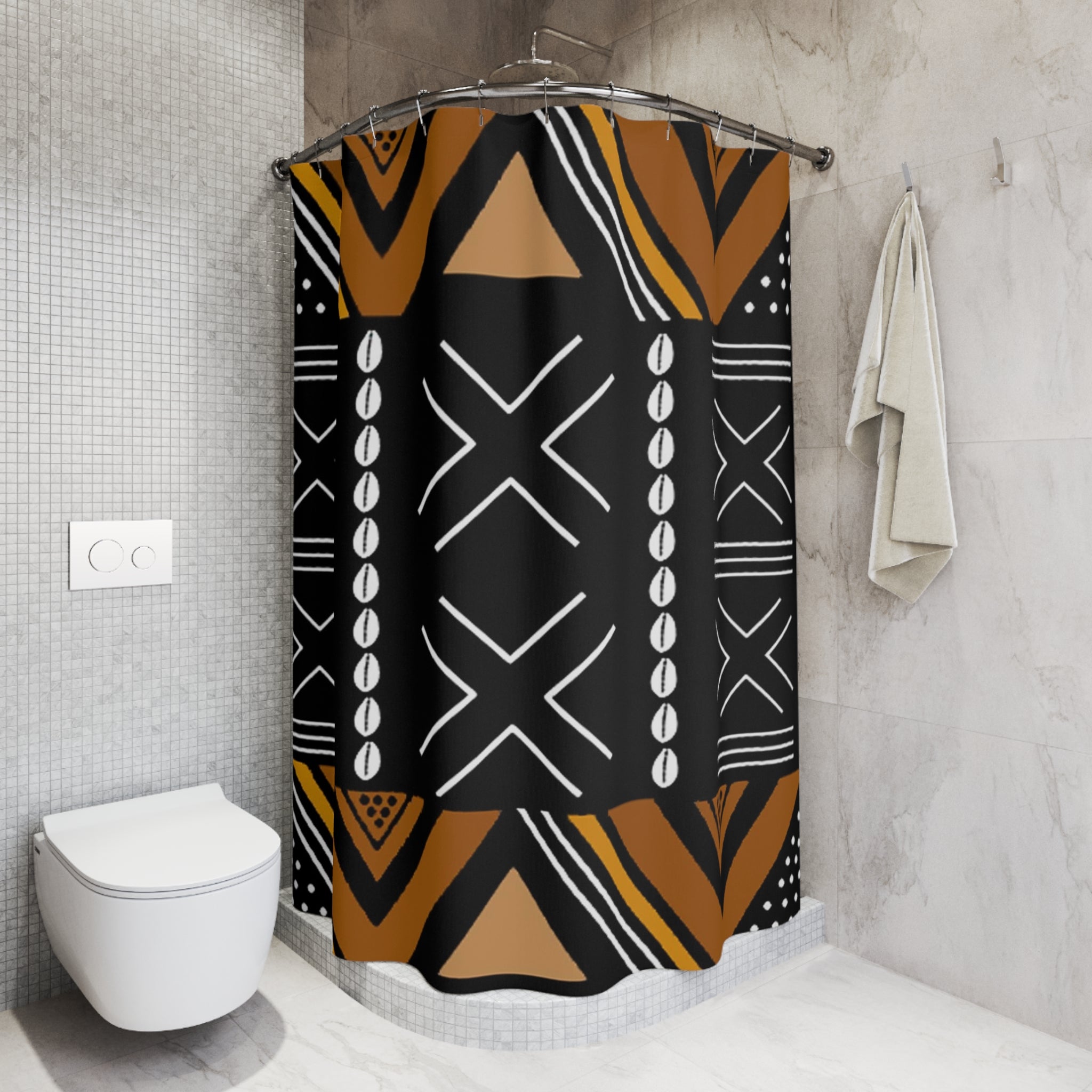 Unique African Mudcloth Print Shower Curtain - Stylish Decor