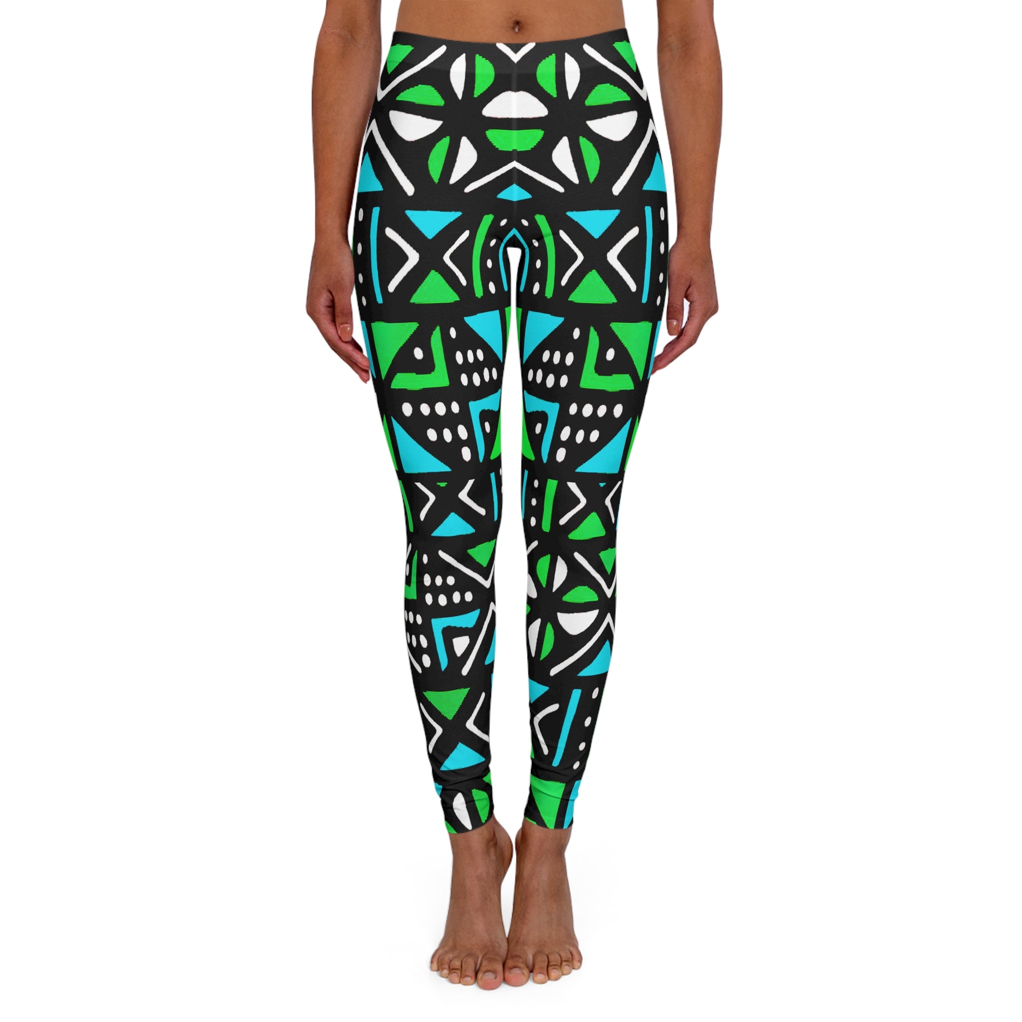 Neon African Leggings Women Mudcloth Print - Bynelo