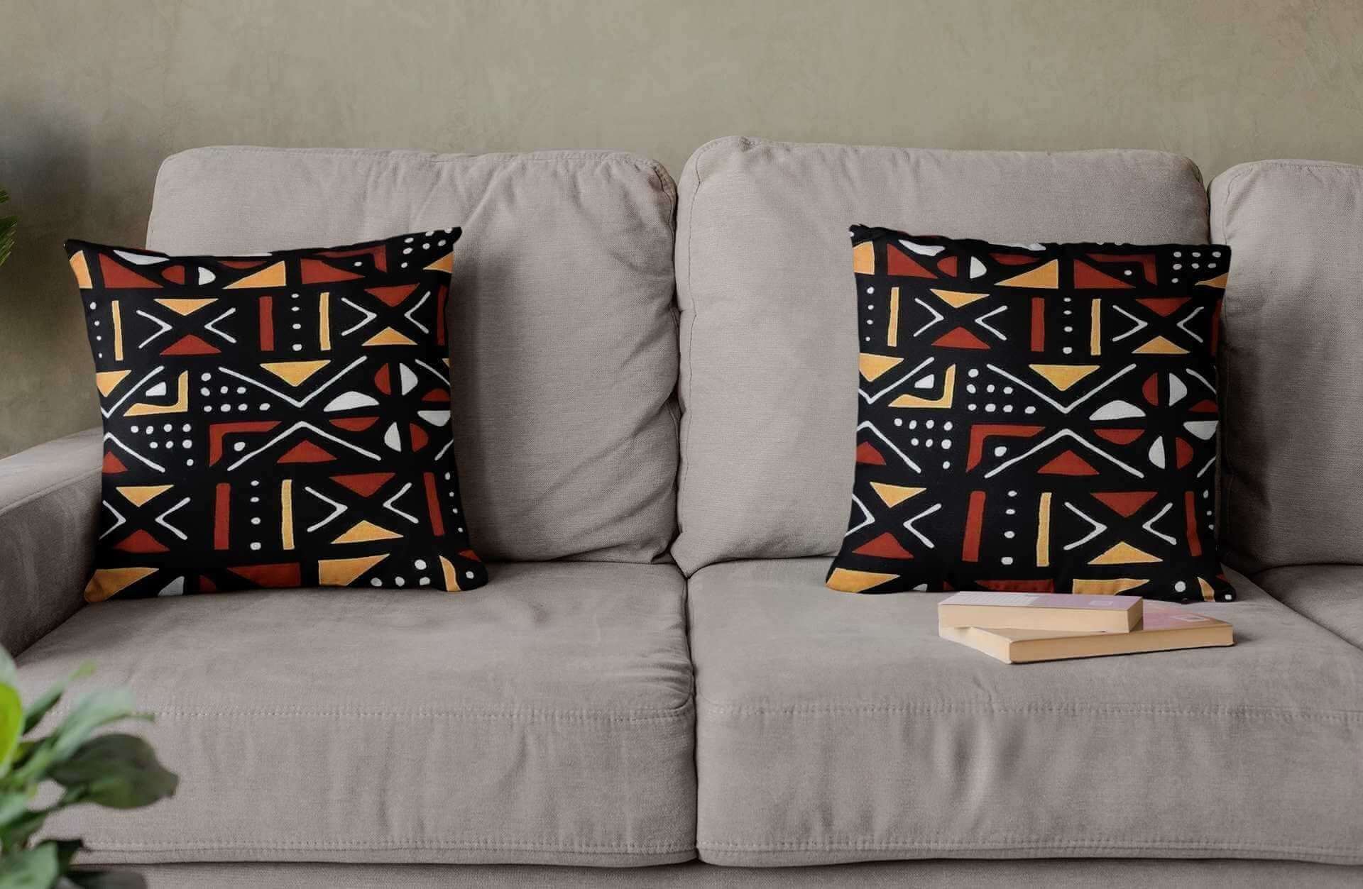 2 Sets of Bogolan Cushion Pillow Case Throw Cover - Bynelo