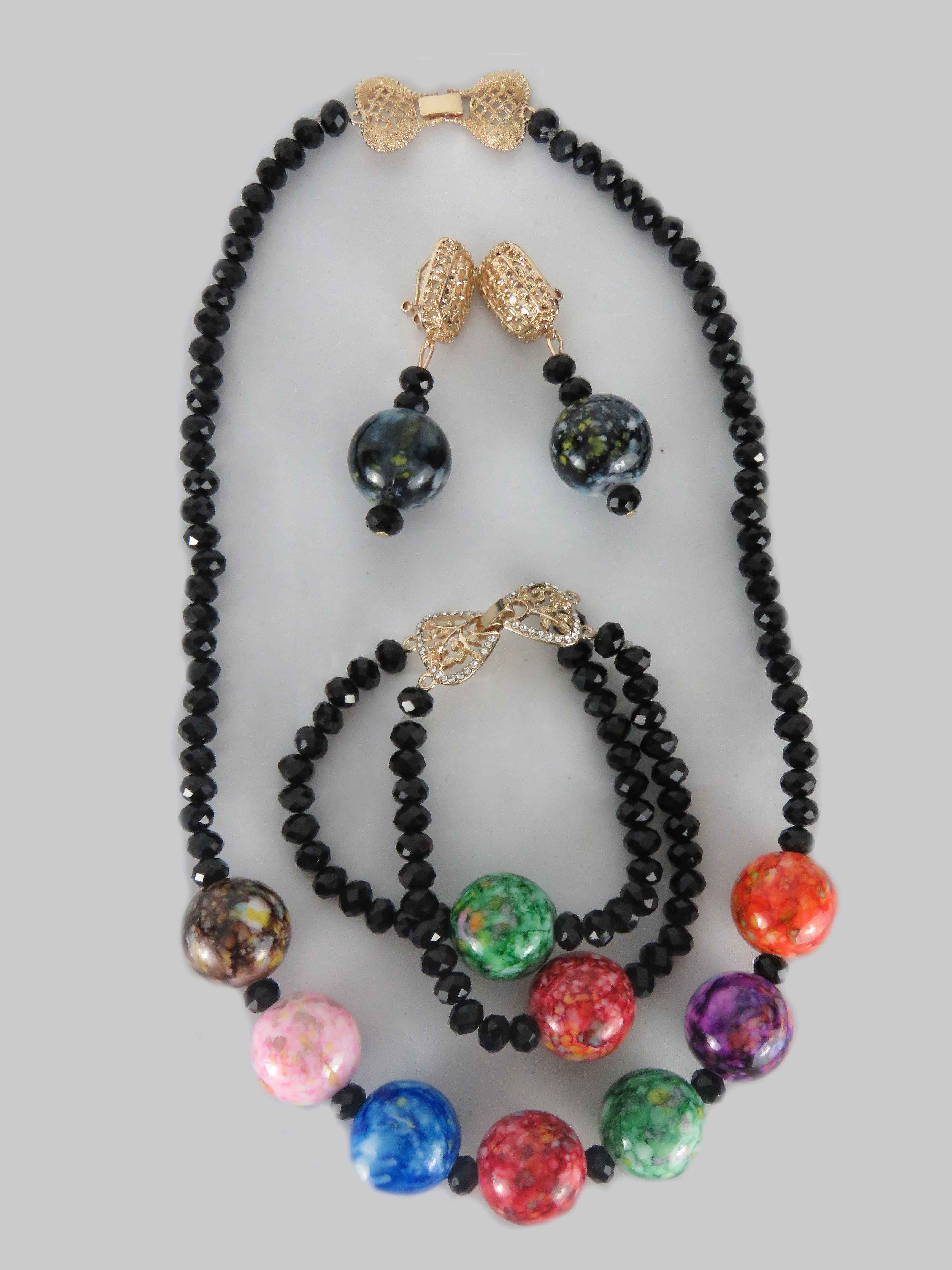 African Beaded Jewelry | Caribbean Coral Bead Set