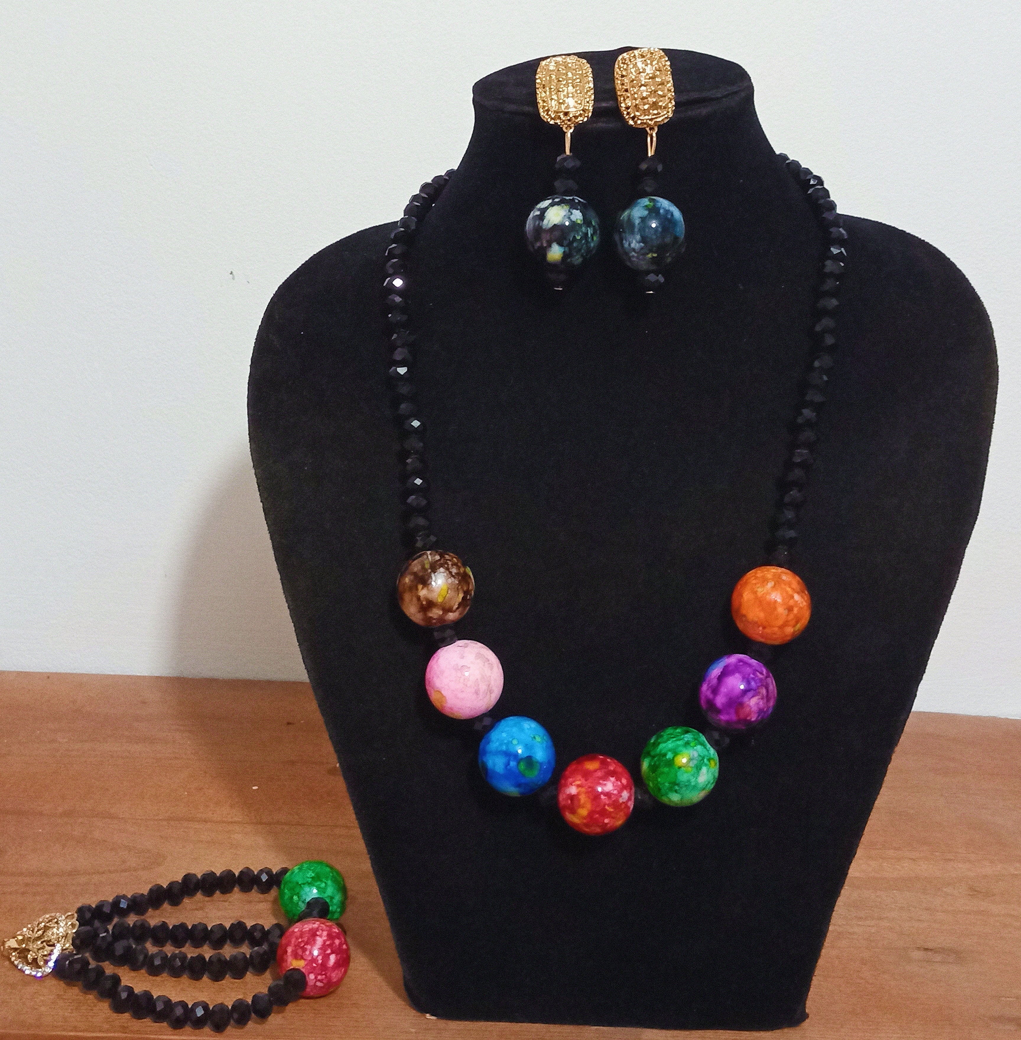 African Beaded Jewelry | Caribbean Coral Bead Set