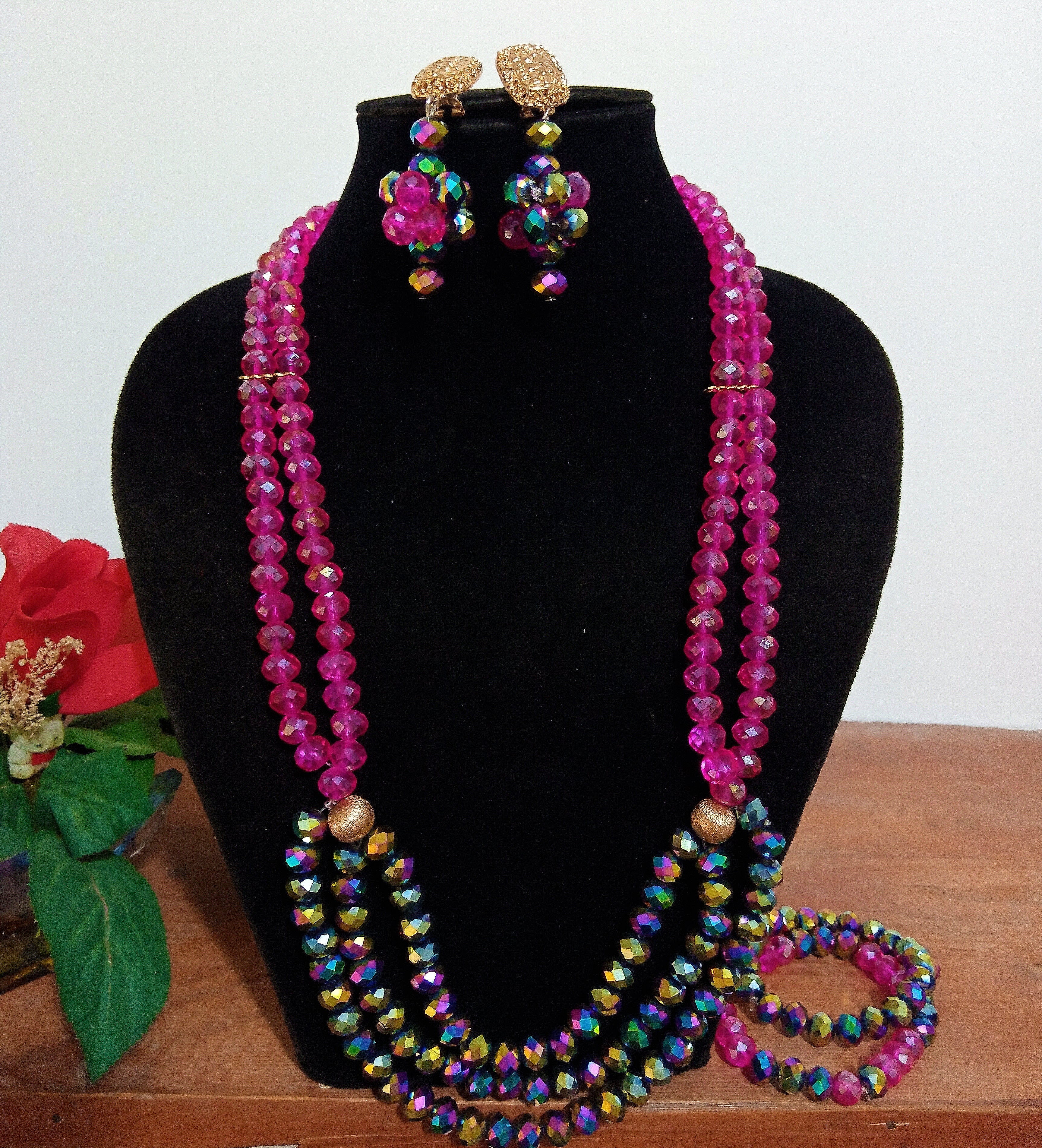 African Beaded Necklace | Layered Multicolour Bead Set