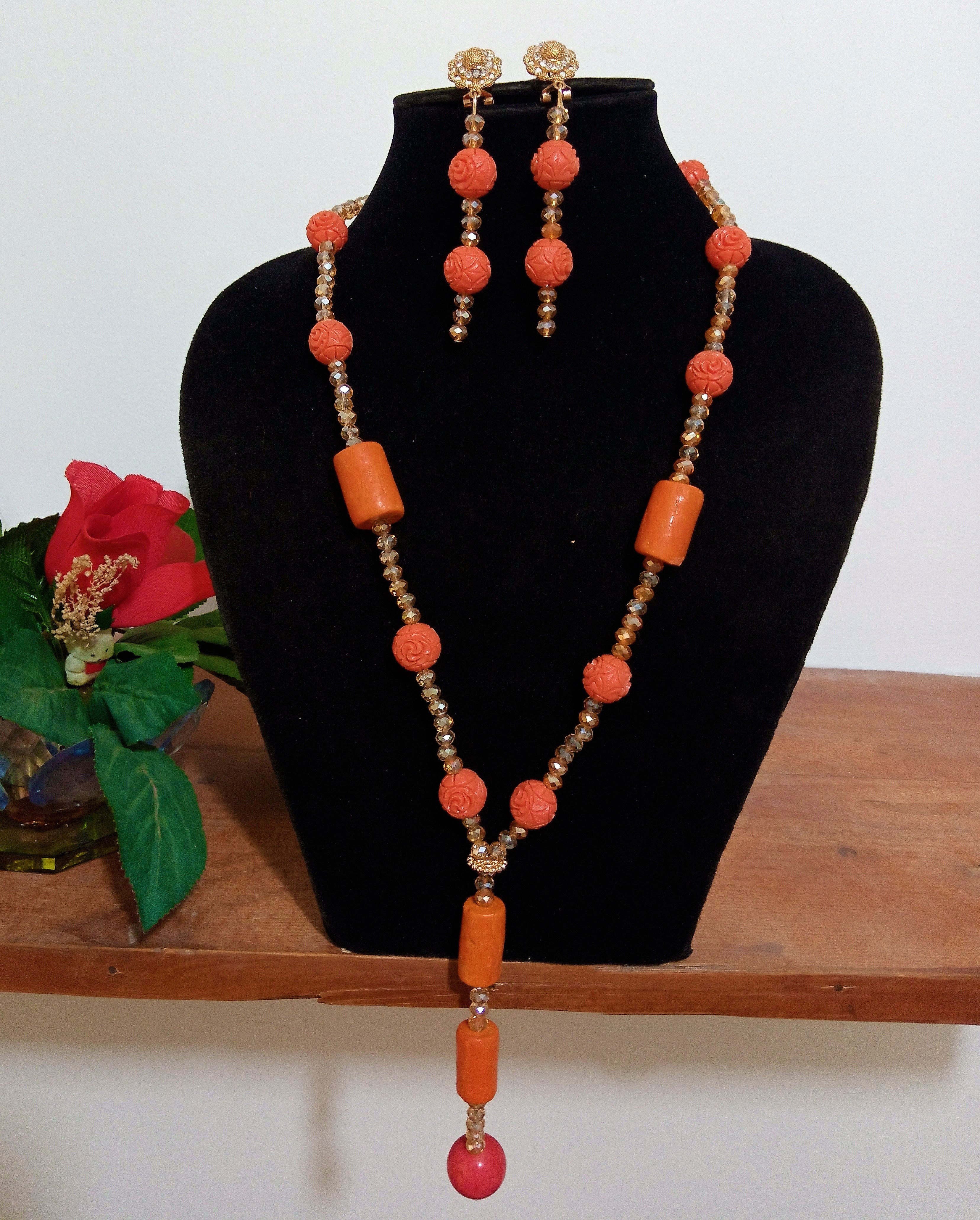 African Jewelry Necklace Set | Exquisite Coral Beads
