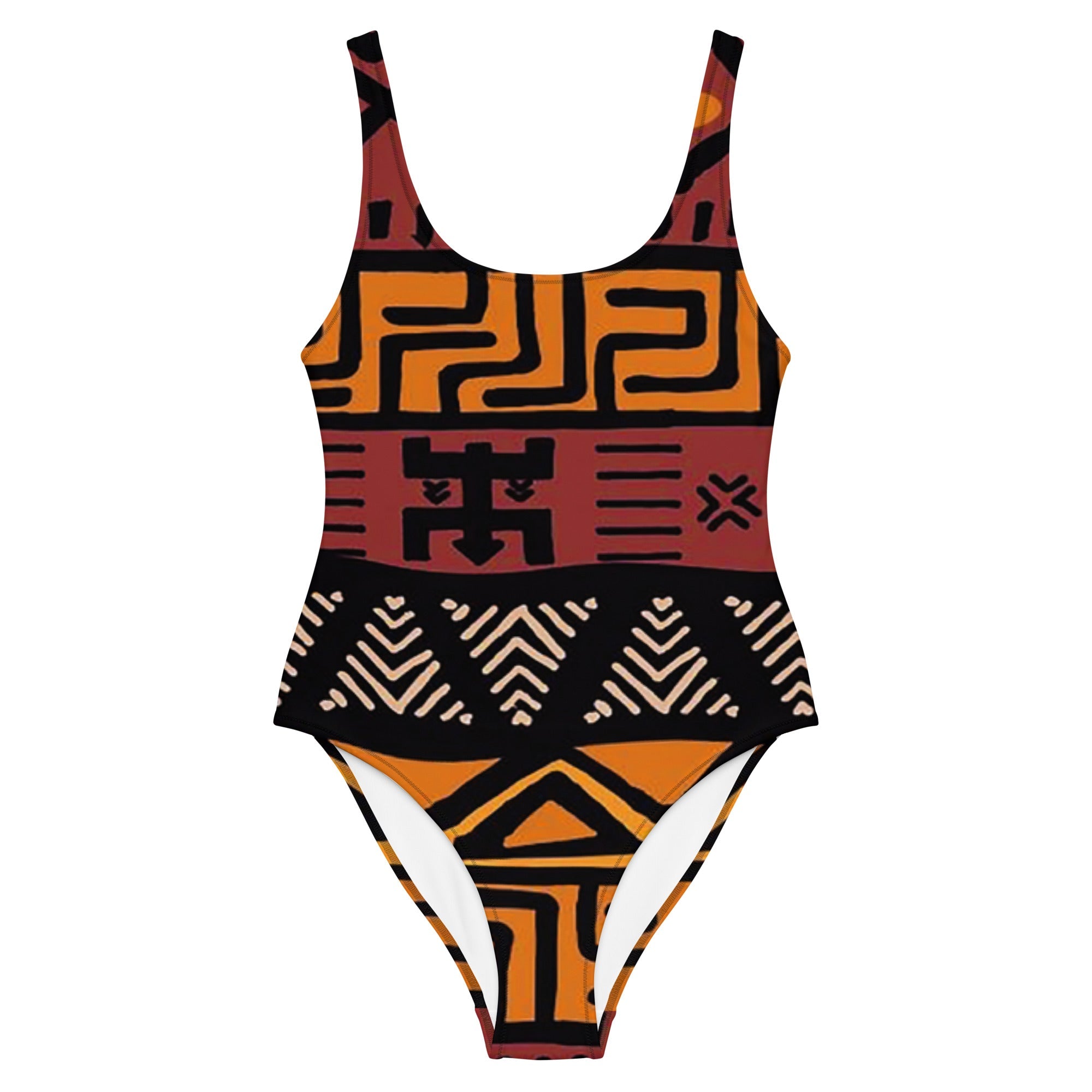 African Print Swimsuits Bogolan One Piece Swimwear