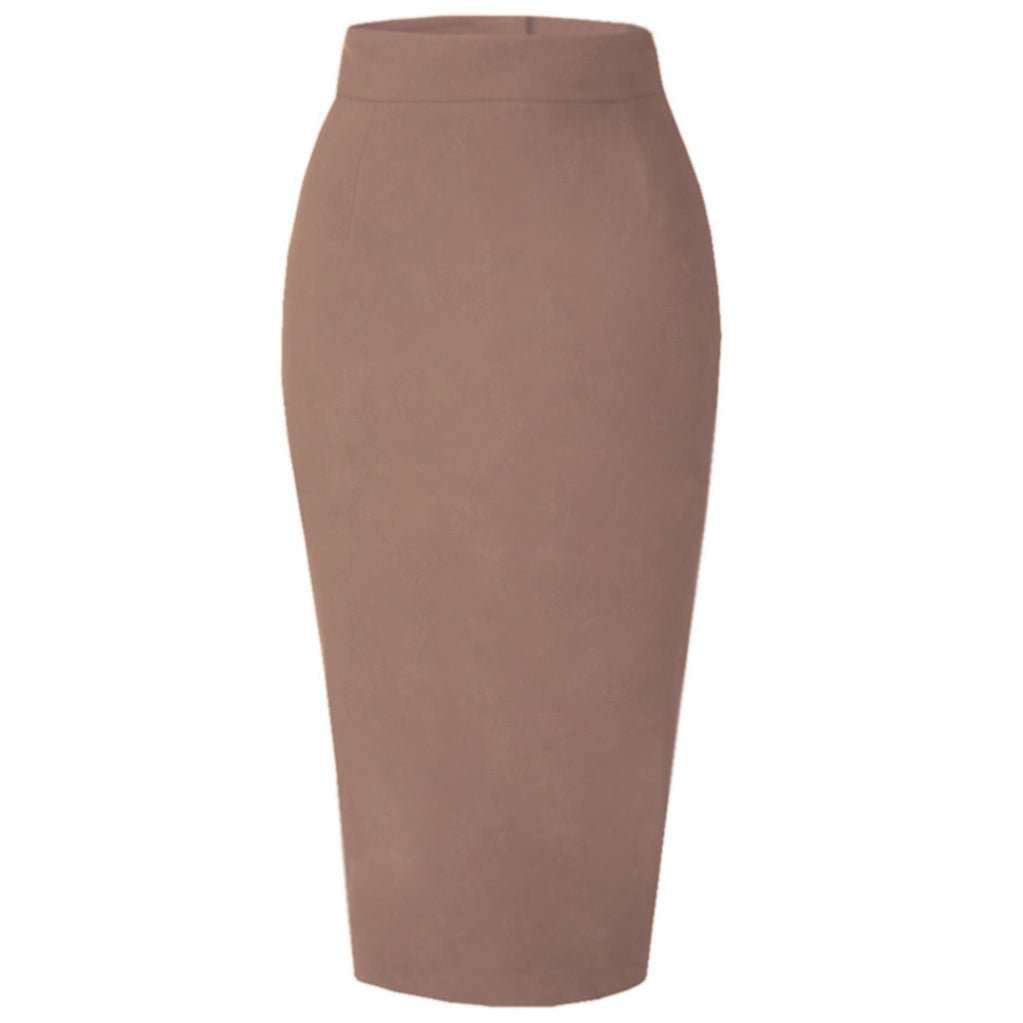 Caramel Pencil Skirt Midi – Bold Monochrome Statement