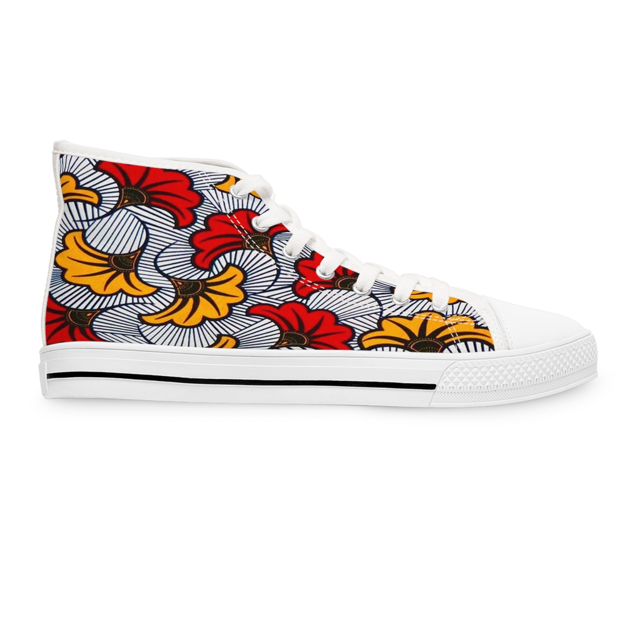 African Ankara Print Women Sneakers Classic High Top Canvas Shoes - Bynelo