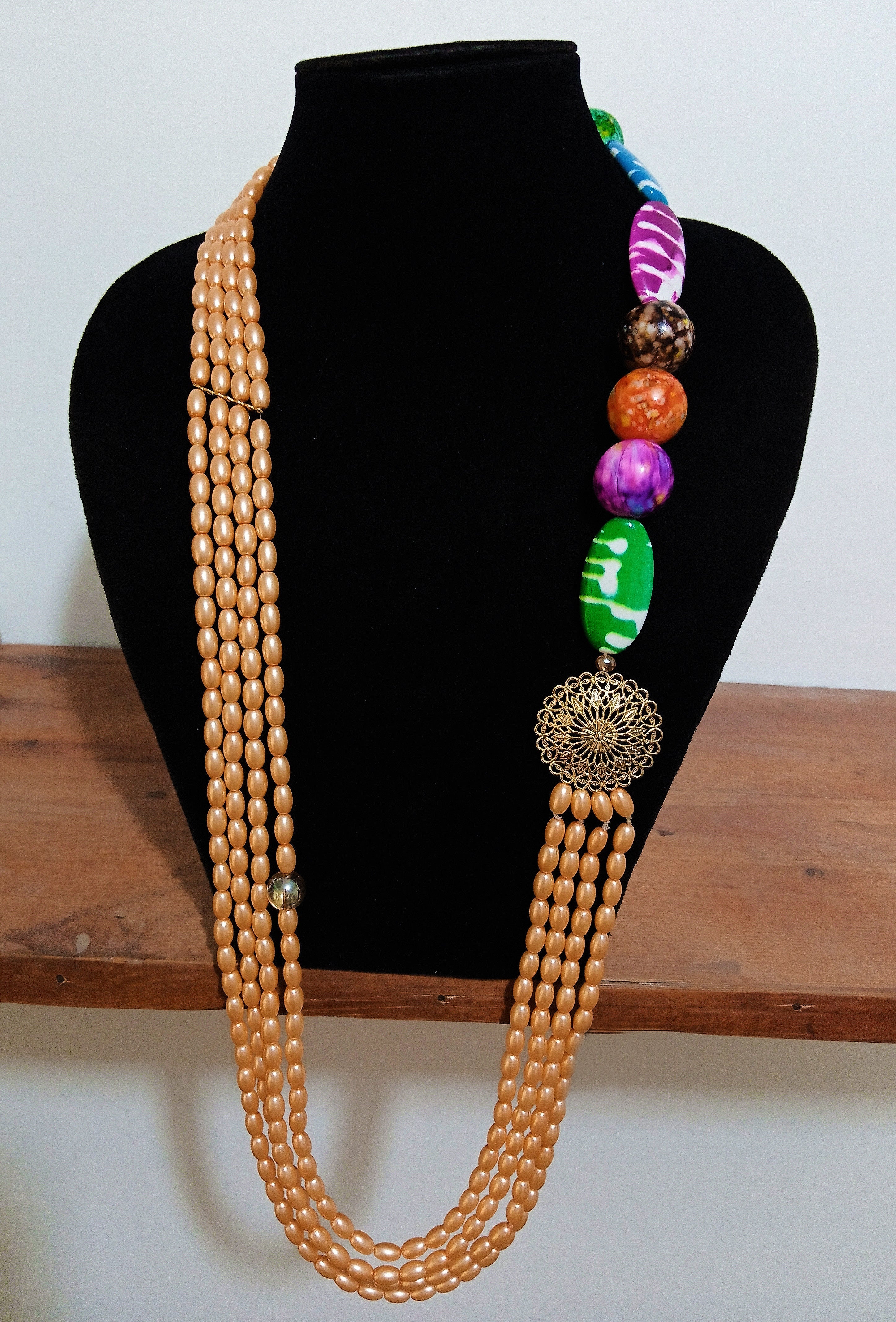 African Caribbean Beaded Long Necklace - Bynelo