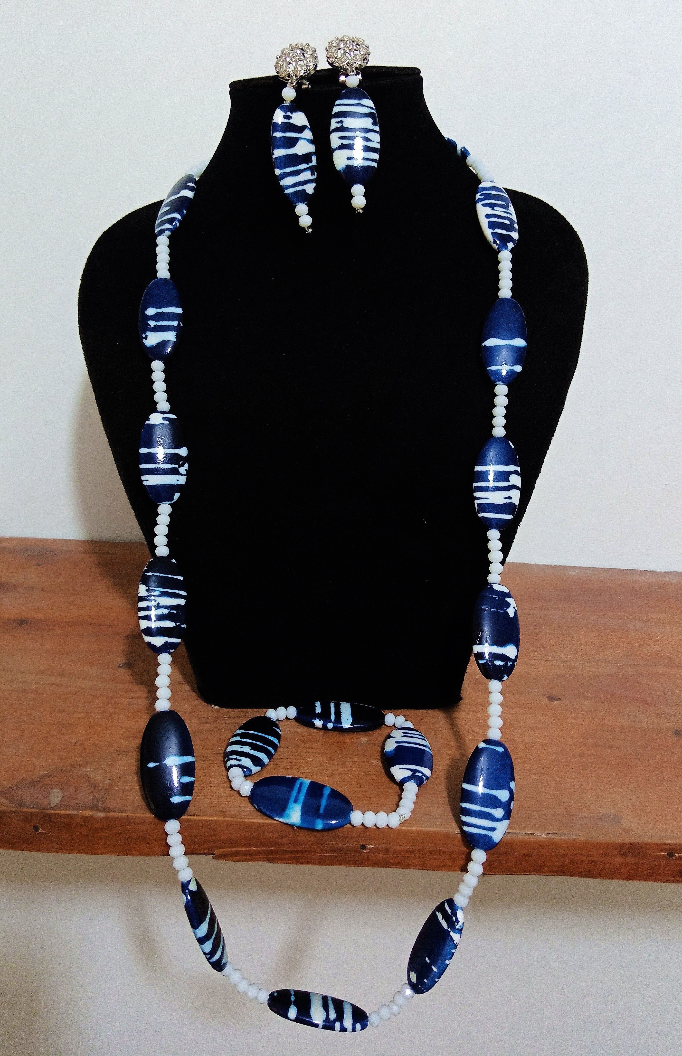 African Caribbean Beaded Long Necklace Set - Bynelo