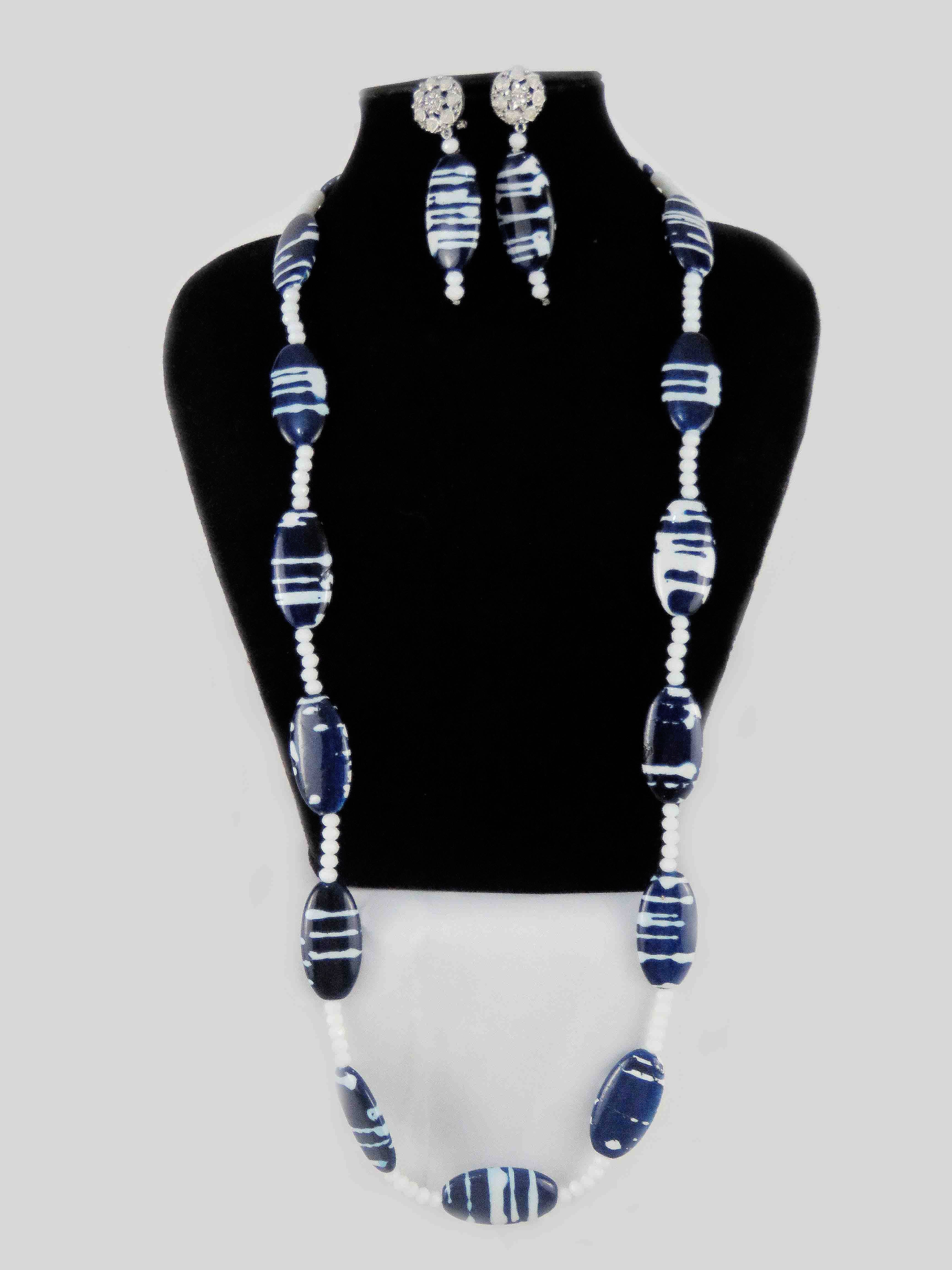 African Caribbean Beaded Long Necklace Set - Bynelo