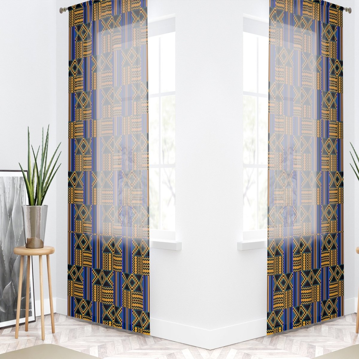 African Guaze Curtain Kente Print - Transform Your Space
