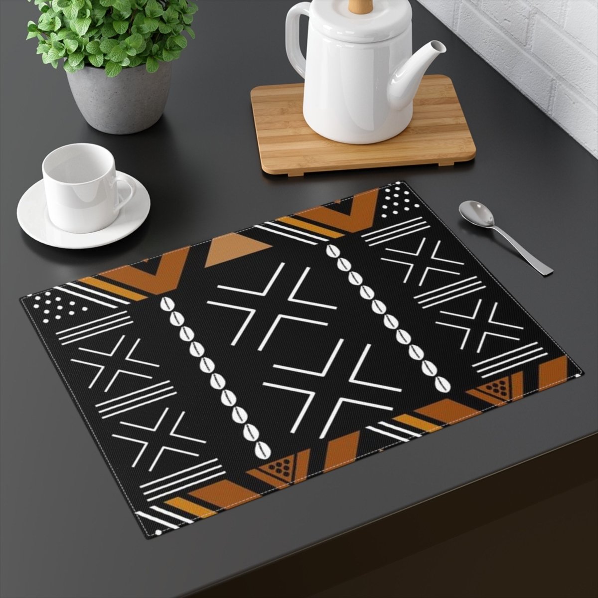 African Placemat Tribal Cowrie Print - Bynelo