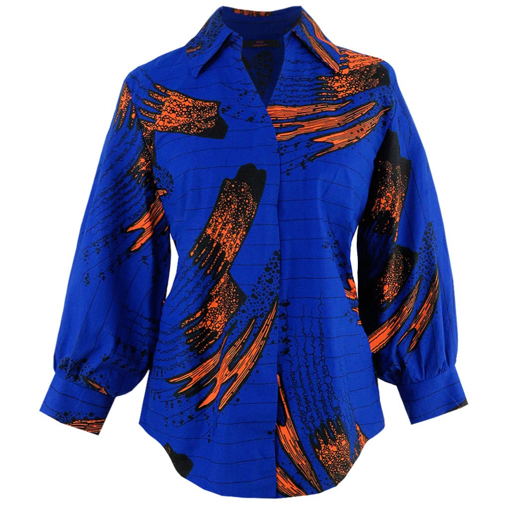 African Print Big Sleeve Shirt for Women - Bynelo
