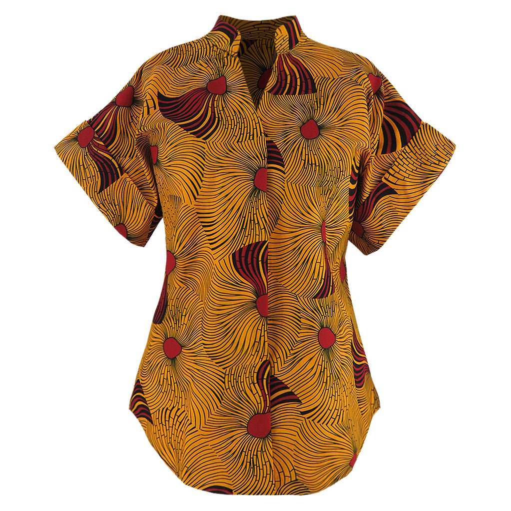 African Print Kimono Sleeve Shirt for Women - Bynelo