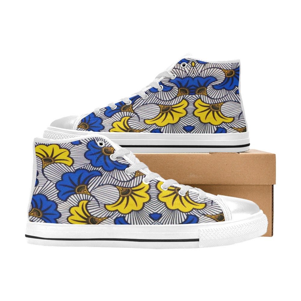 African Print Women Sneakers Classic High Top Canvas Shoes - Bynelo