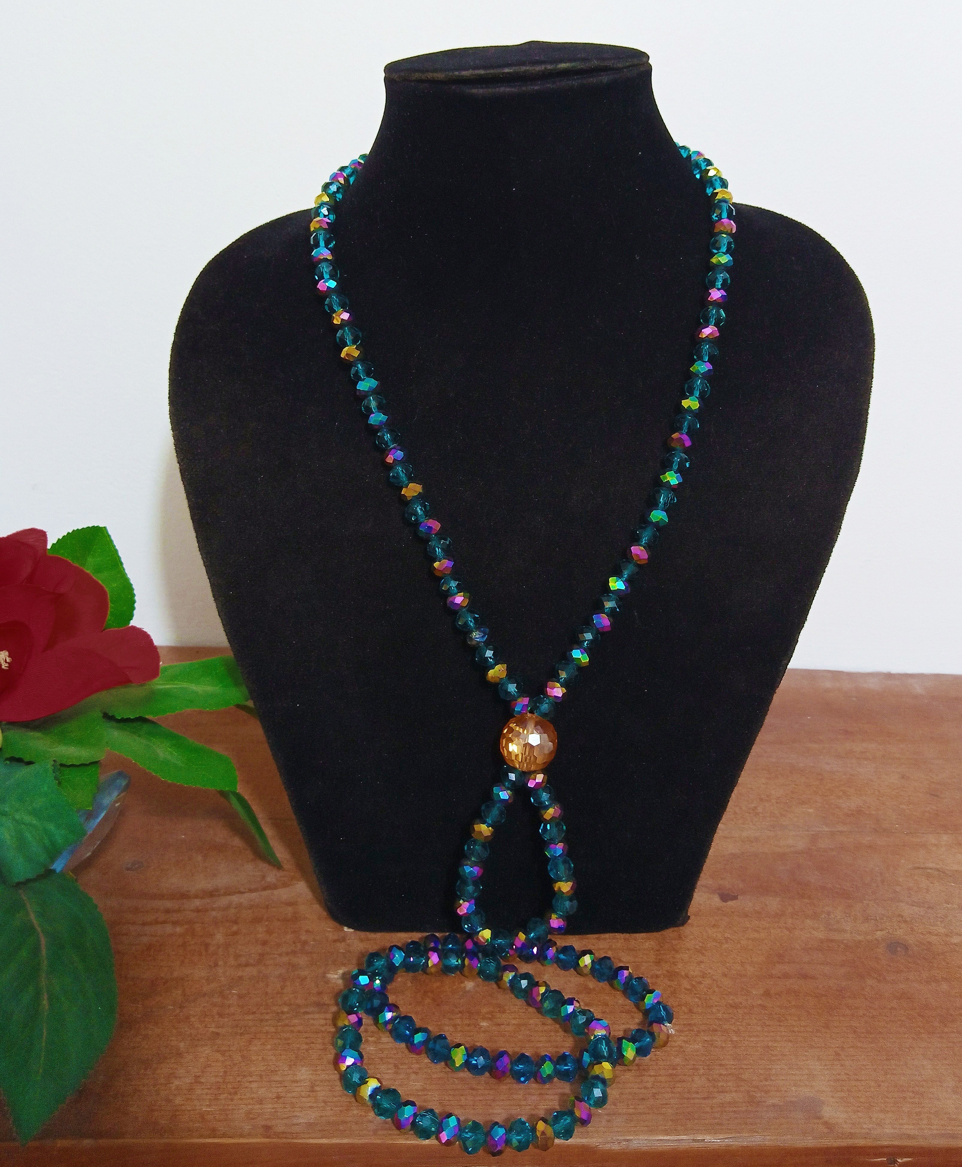 African Twisted Beaded Necklace Sea Blue - Bynelo