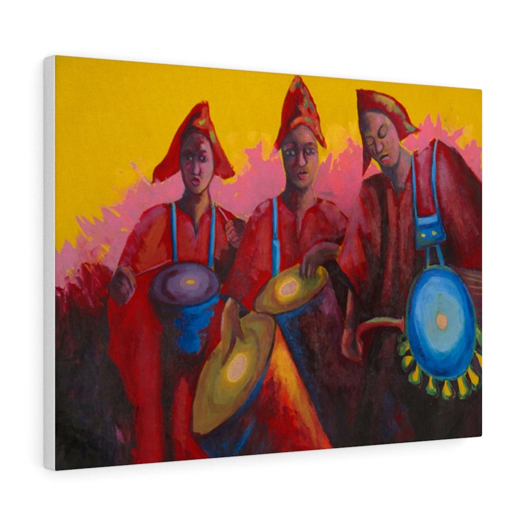 African Wall Canvas of the Yoruba Drummer Men - Bynelo