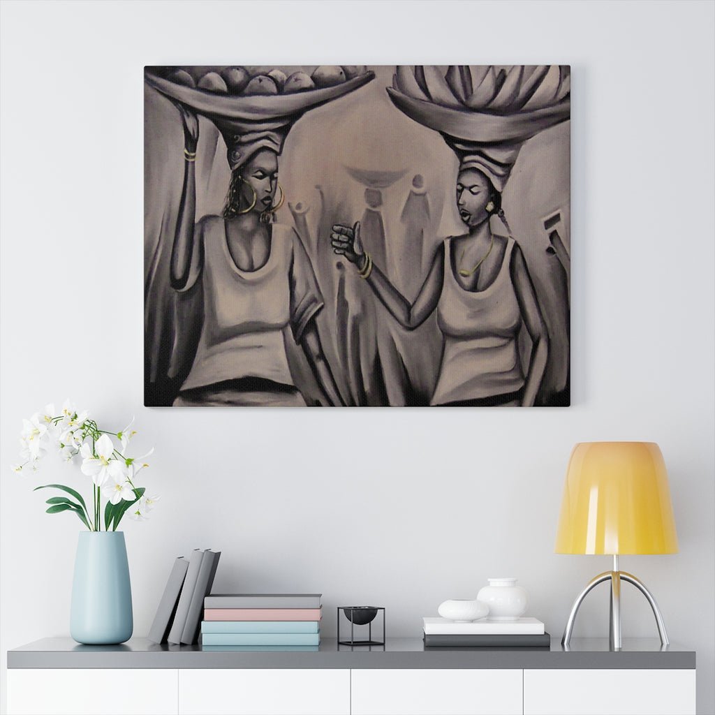 African Women Hawking Wall Canvas Painting - Bynelo