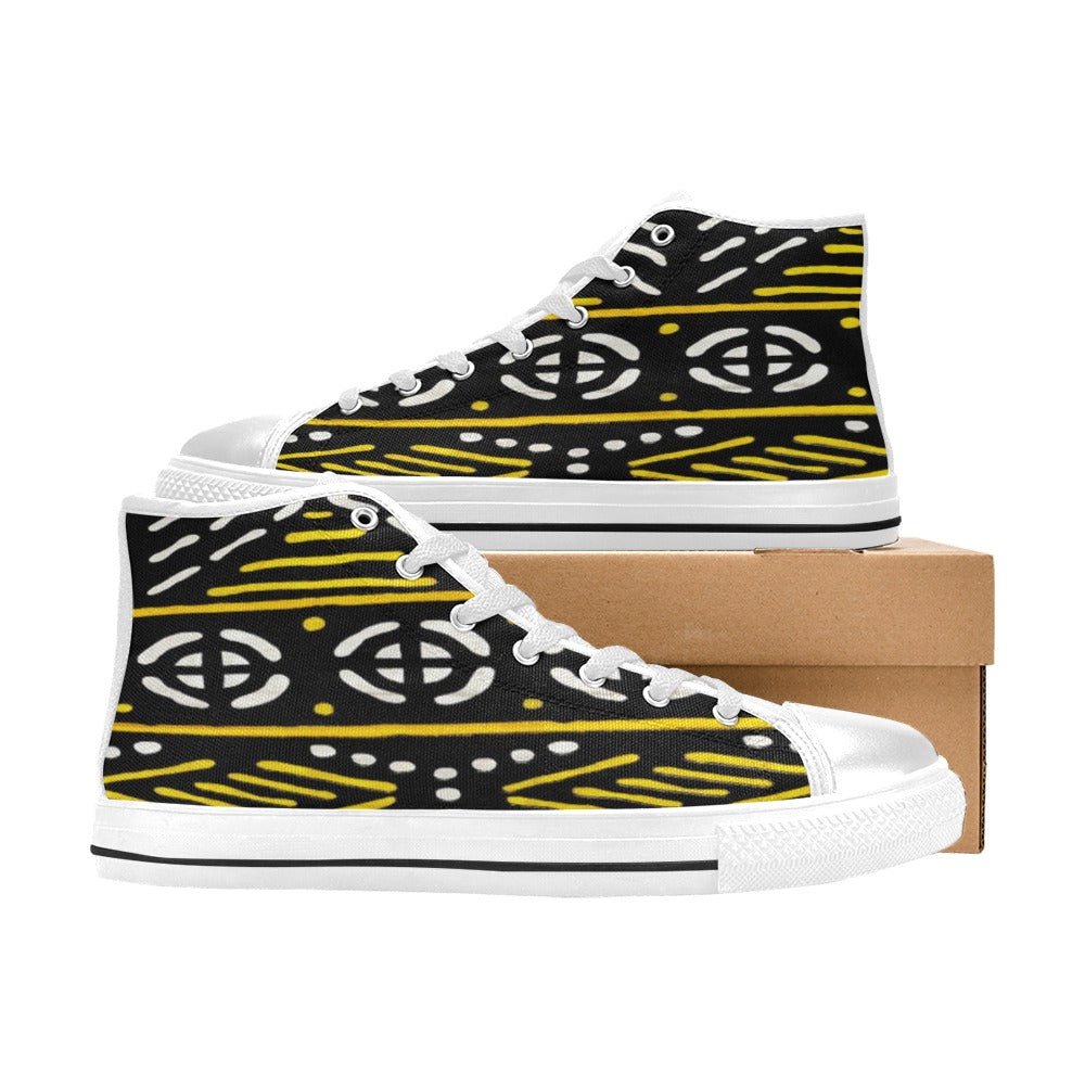 African Women Sneakers Bogolan Classic High Top Canvas Shoes