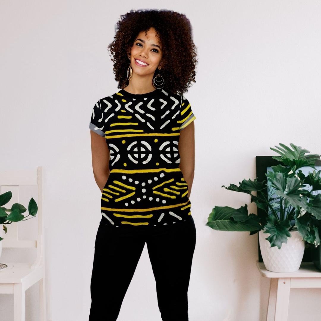 African Bogolan Print Women T-shirt – Cultural Chic | Bynelo