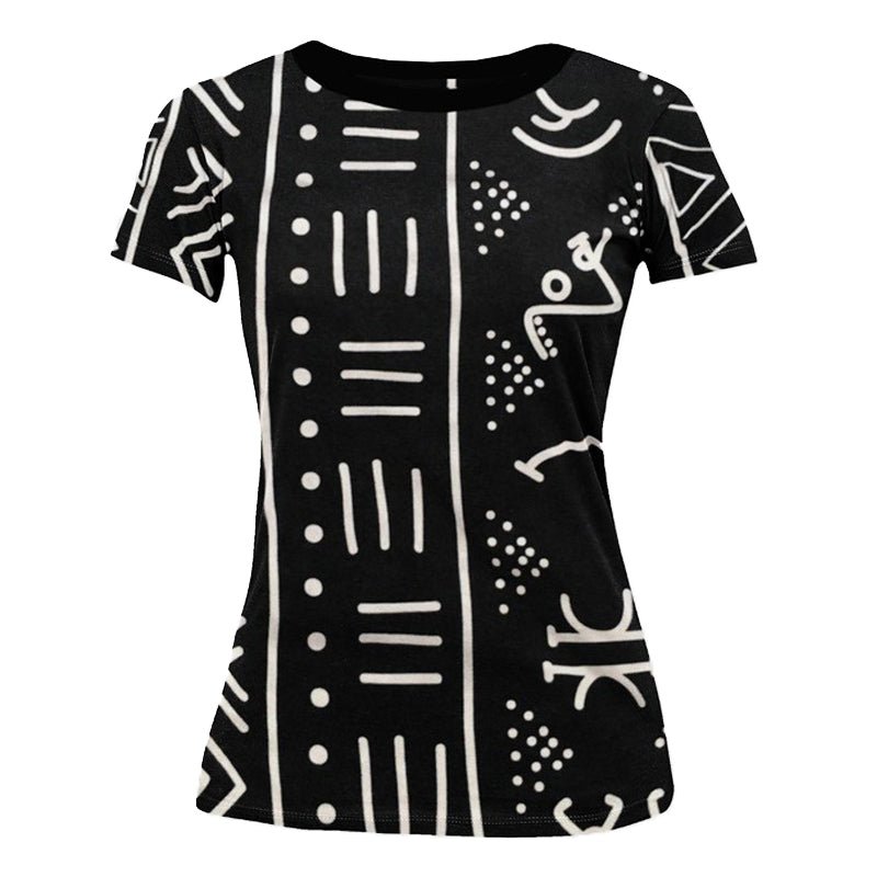 African Bogolan Print Women T-shirt – Relaxed Chic