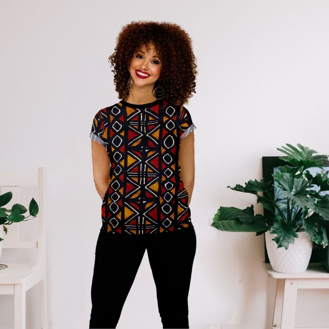 African Bogolan Print Women's T-shirt – Cultural Chic | Bynelo